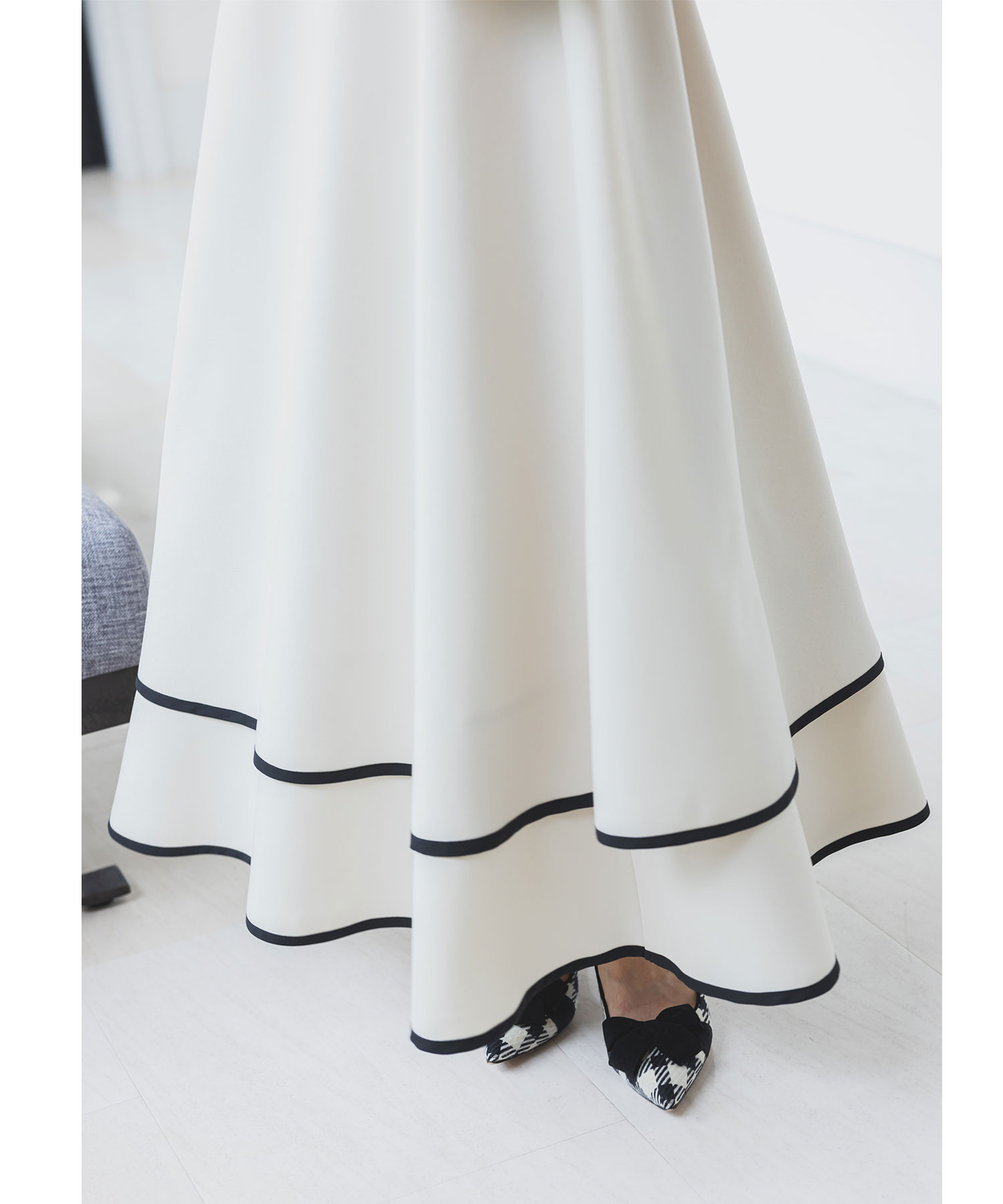 【harさん着用】パイピングヘムフレアスカート