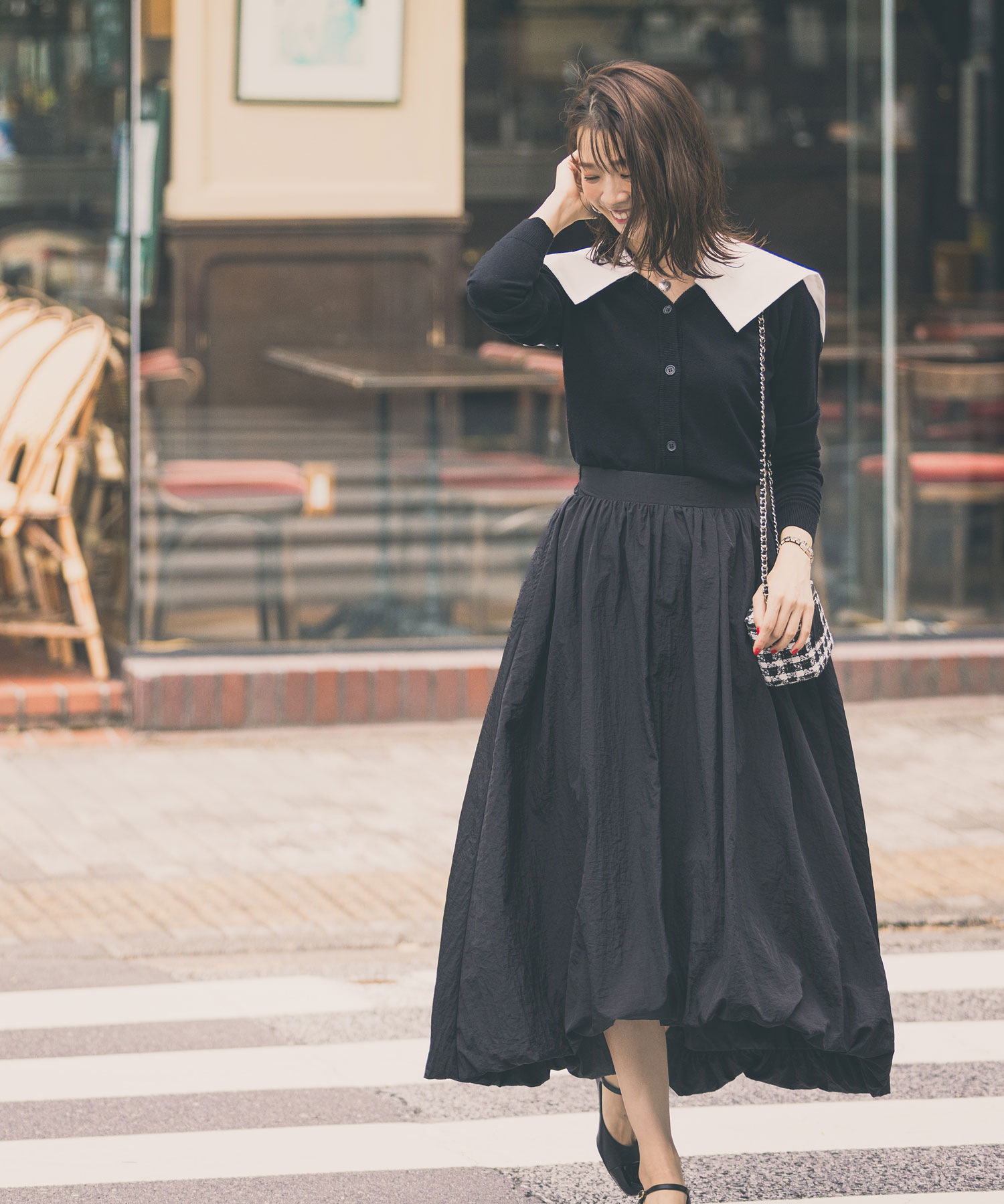 【石井亜美さんコラボ】ワッシャータフタバルーンスカート