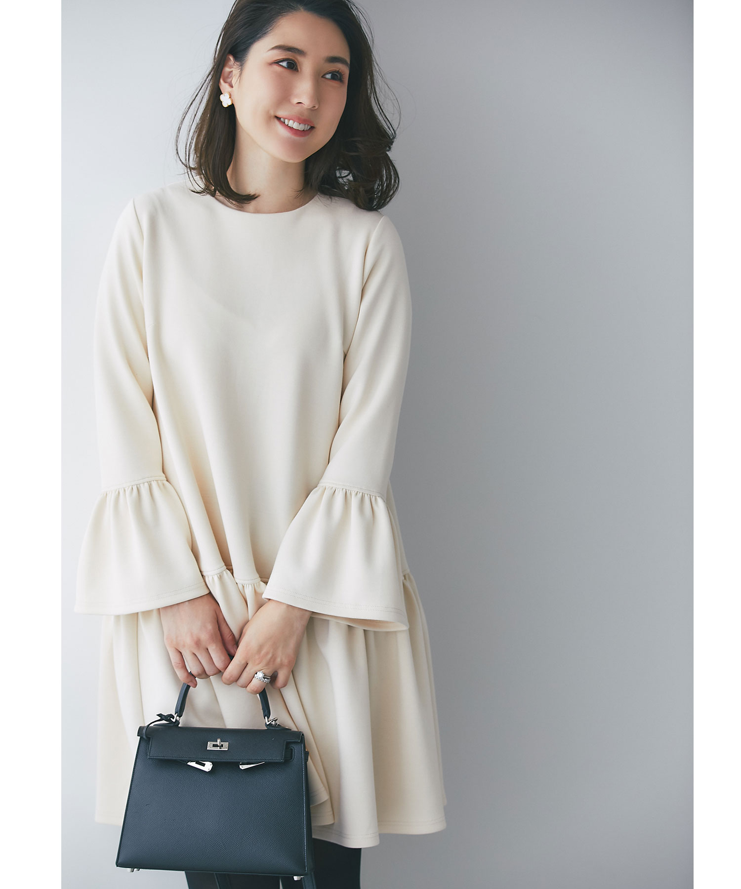 【高田麻紀子さんコラボ】ポンチベルスリーブワンピース