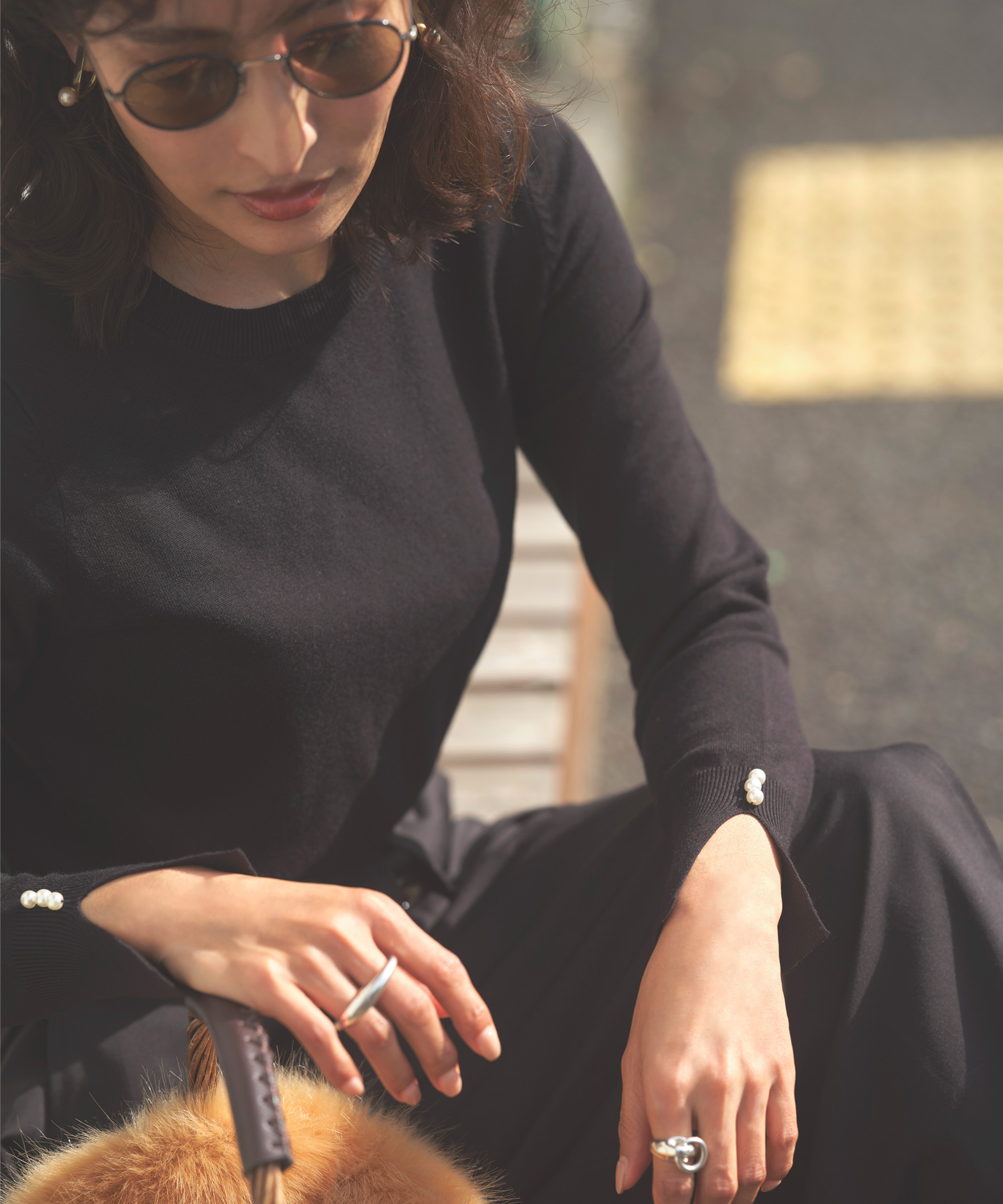 9月25日オフィシャルサイト限定少量再販！【Ayaさん着用】袖パールニットプルオーバー