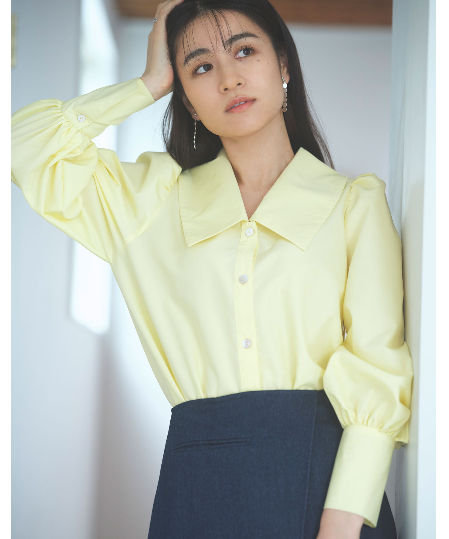 ロングカラーシャツブラウス