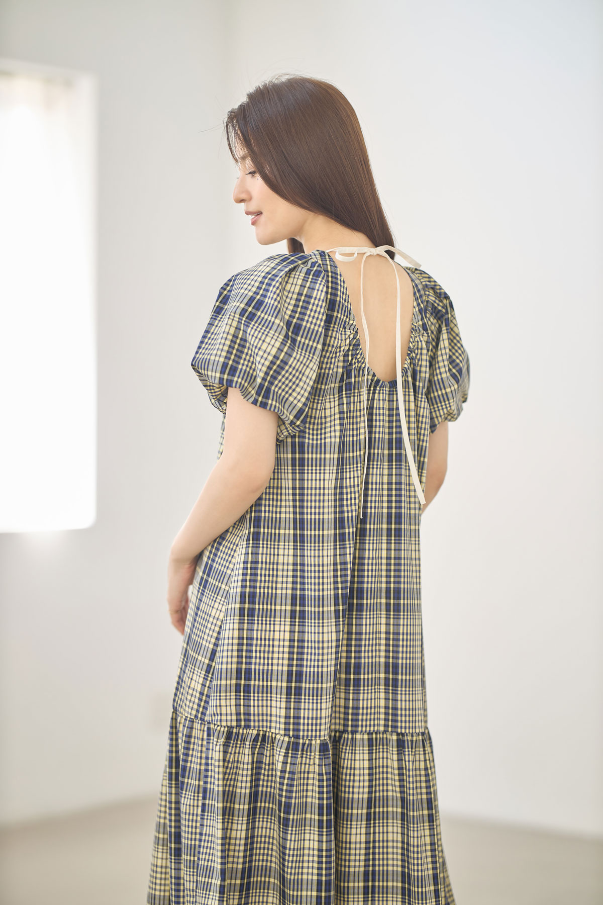マドラスチェックティアードワンピース