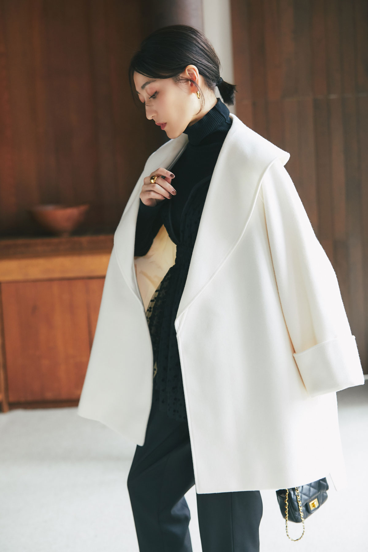 【OUTER SALE】ビッグカラーガウンコート＊SALE品につき返品/交換/注文確定後の変更キャンセル不可＊
