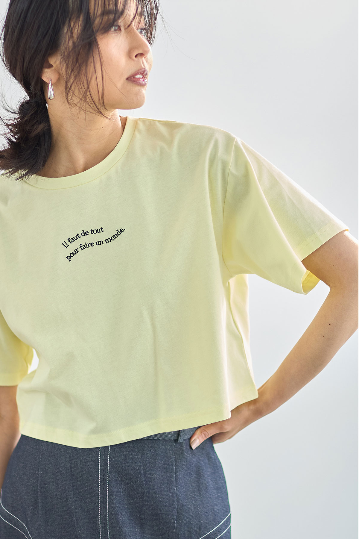 刺繍ロゴクロップドTシャツ