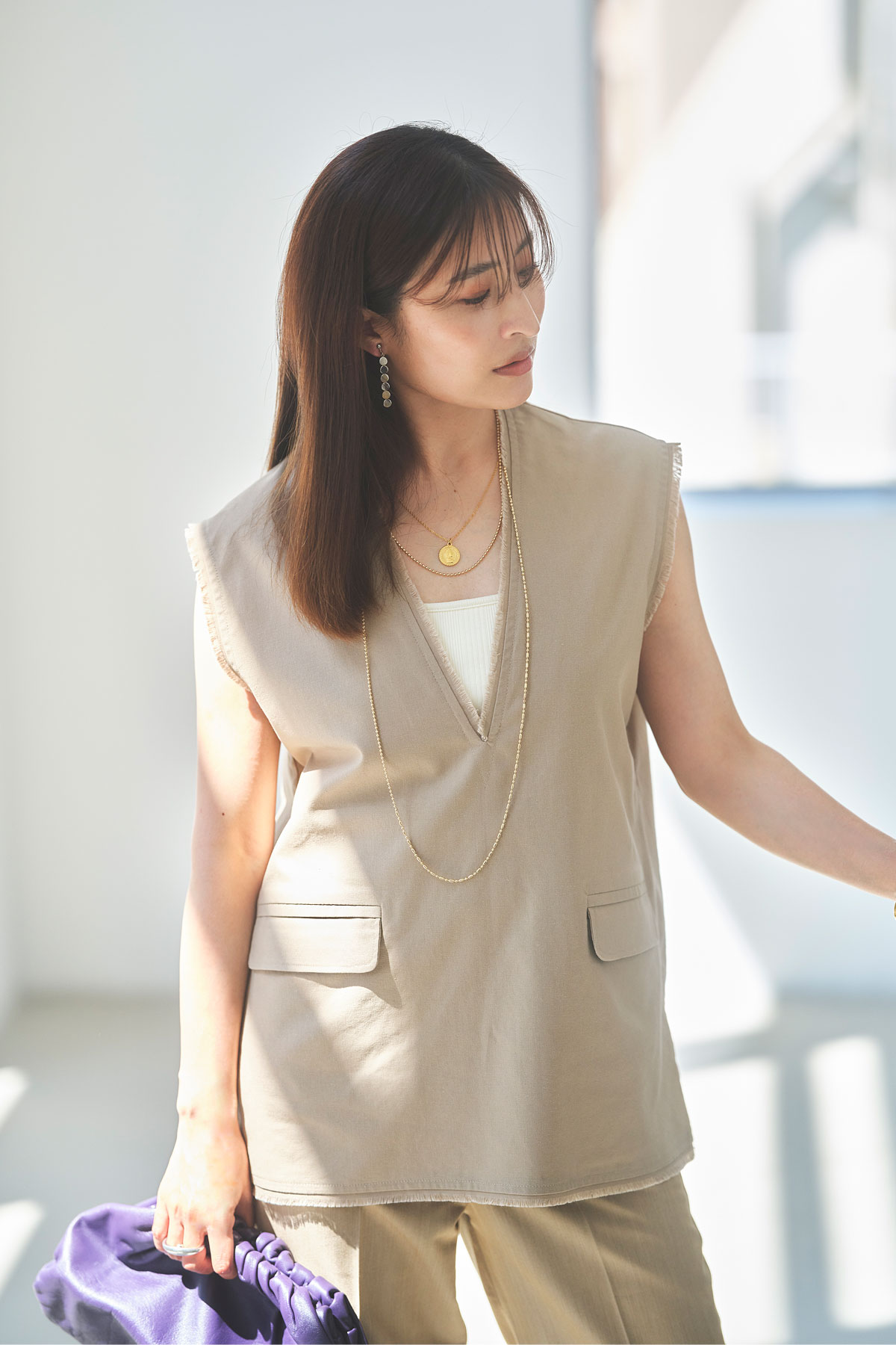 リネンフリンジベスト※一部店舗のみ入荷