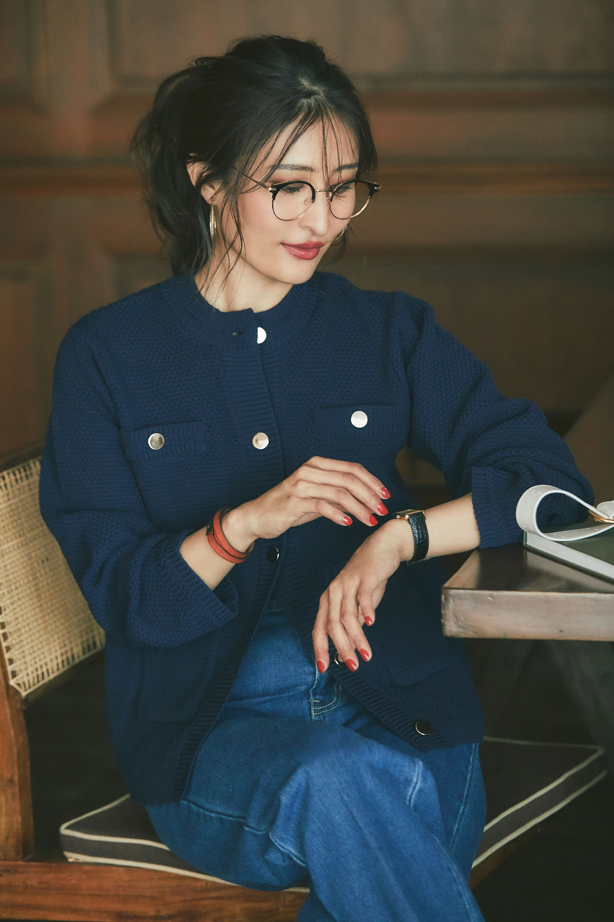 ツイードライクニットショートジャケット