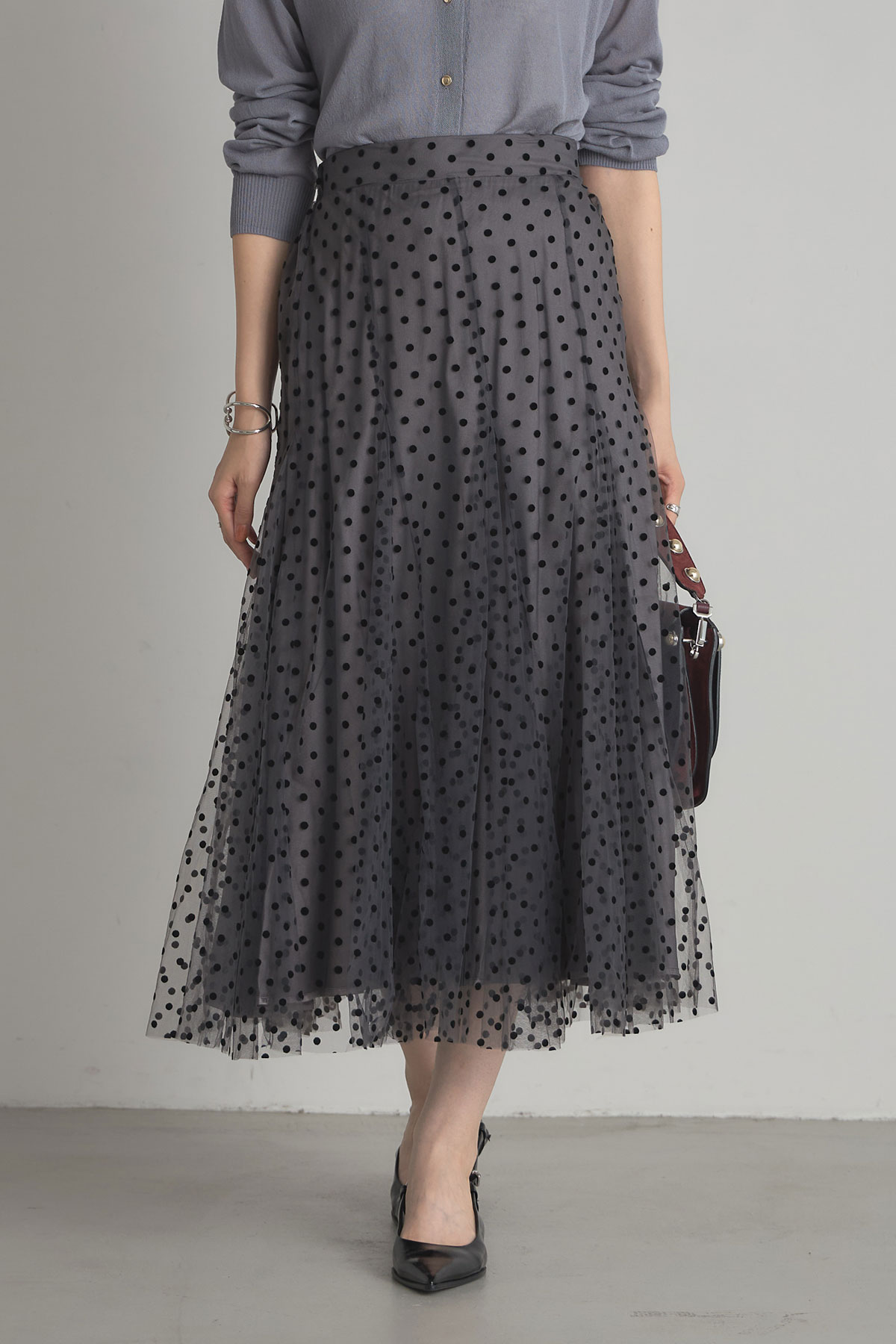 【MORE SALE】フロッキードットチュールスカート＊SALE品につき返品/交換/注文確定後の変更キャンセル不可＊