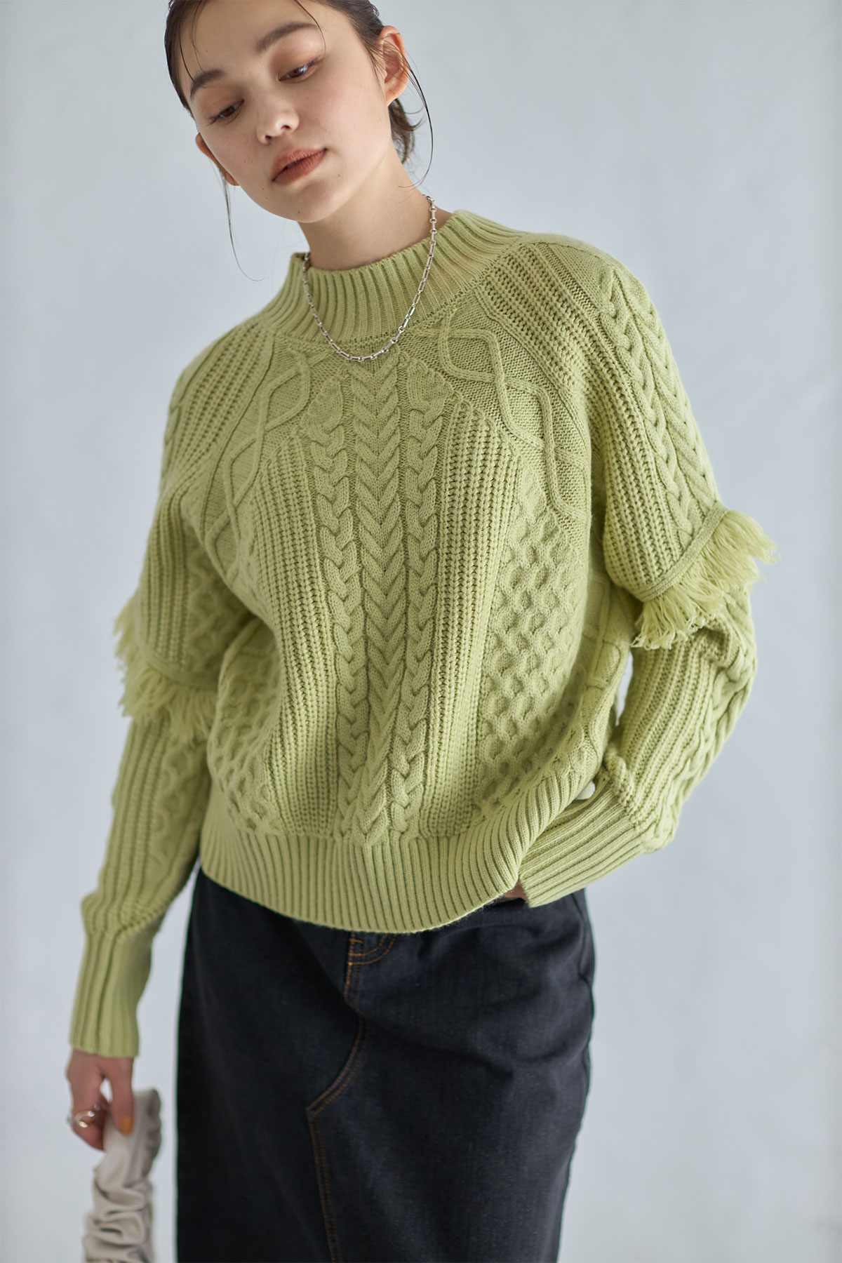 9月29日オフィシャルサイト限定少量再販！フリンジケーブルニットプルオーバー