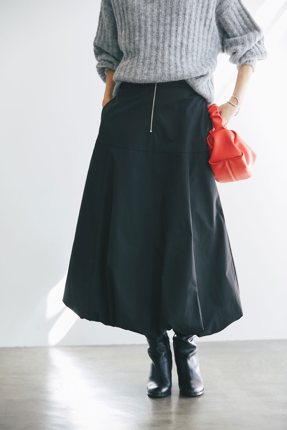【小林有里さん着用】【yukoさん着用】ハーフジップバルーンスカート
