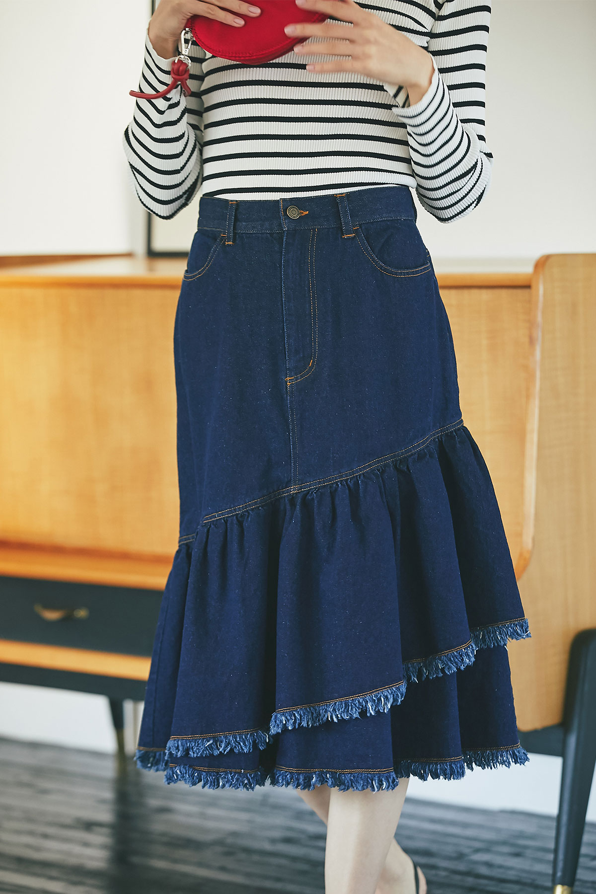 【石井亜美さんコラボ】ティアードデニムスカート