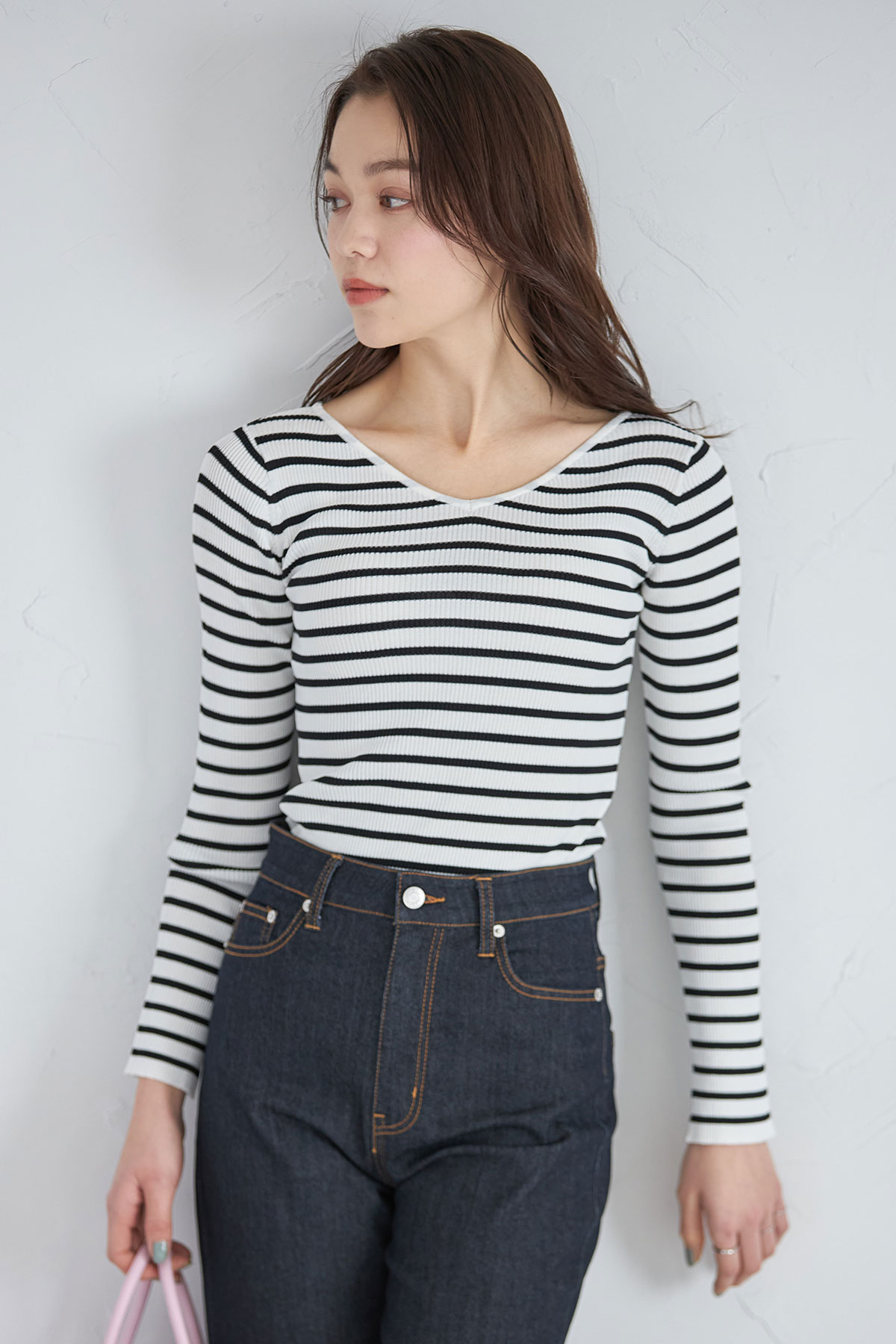 【SALE】【石井亜美さん着用】前後2WAYリブニットプルオーバー＊SALE品につき返品/交換/注文確定後の変更キャンセル不可＊