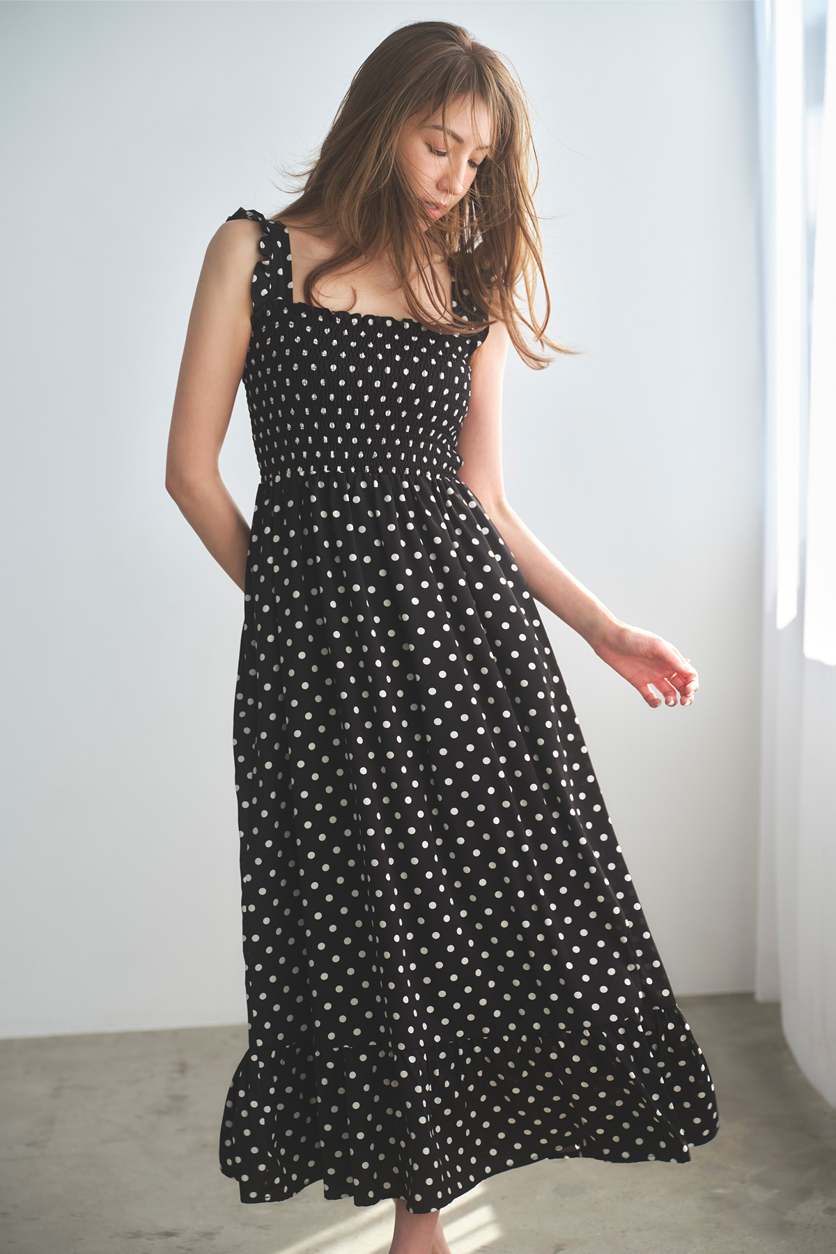 【美香さんコラボ】ヘムフリルシャーリングワンピース＊SALE品につき返品/交換/注文確定後の変更キャンセル不可＊