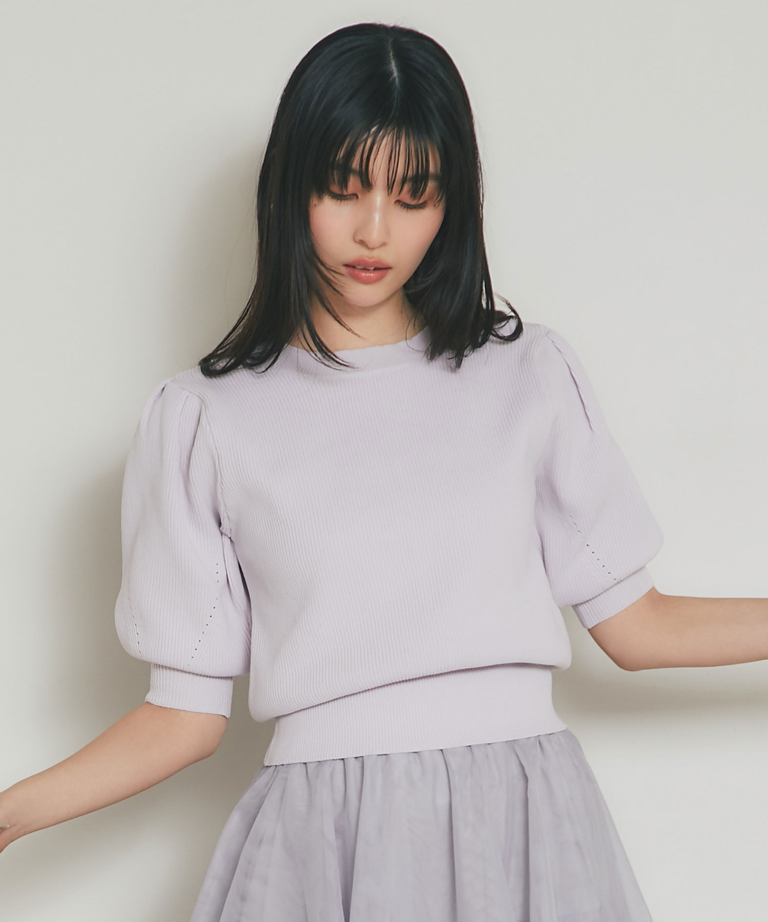 3月14日再販！【LONG SELLER】ボリュームスリーブスポンジニット