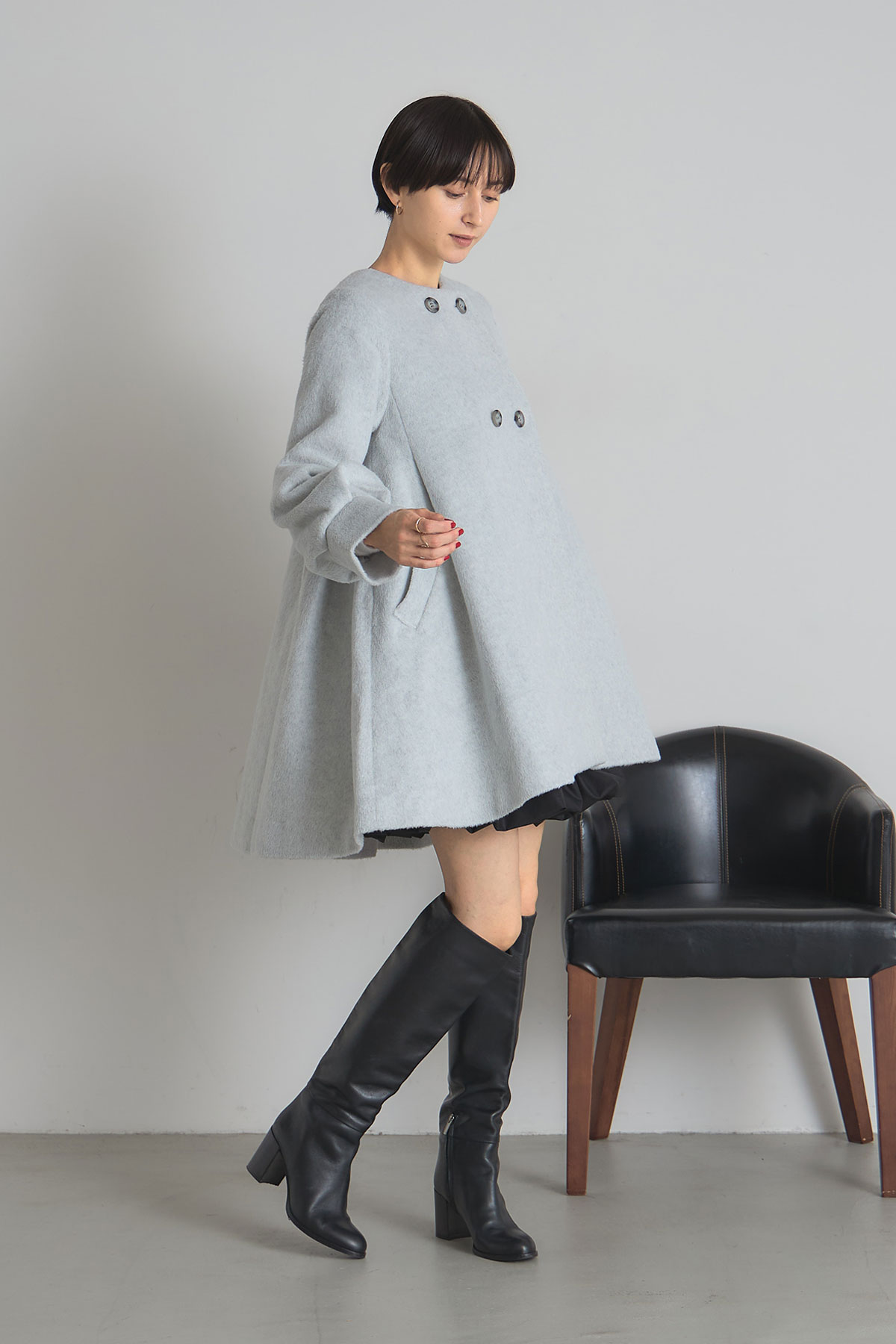【2026 AUTUMN SALE】ウール混フレアコート＊SALE品につき返品/交換/注文確定後の変更キャンセル不可＊