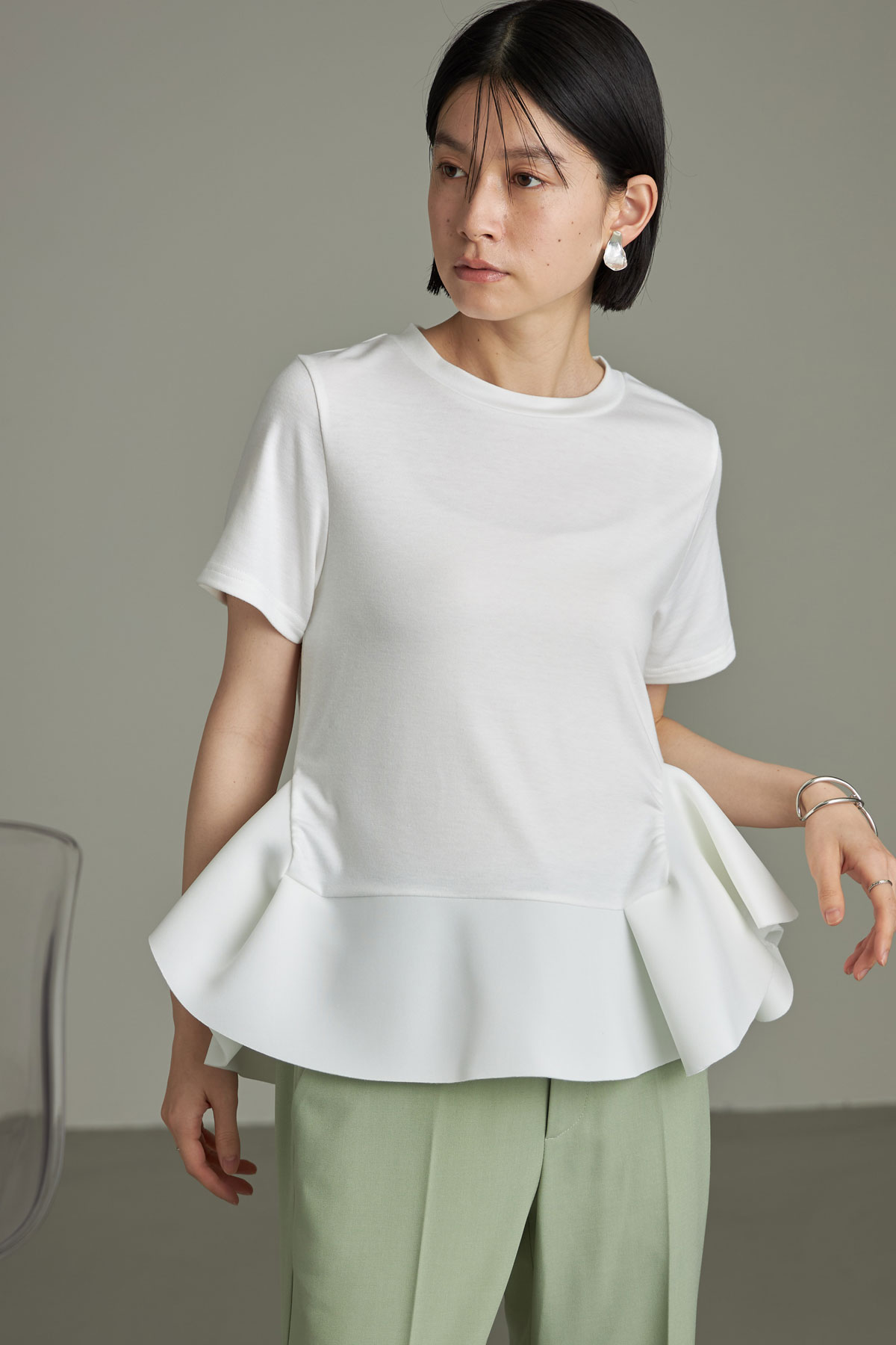 3Dボンディングペプラムトップス（半袖）