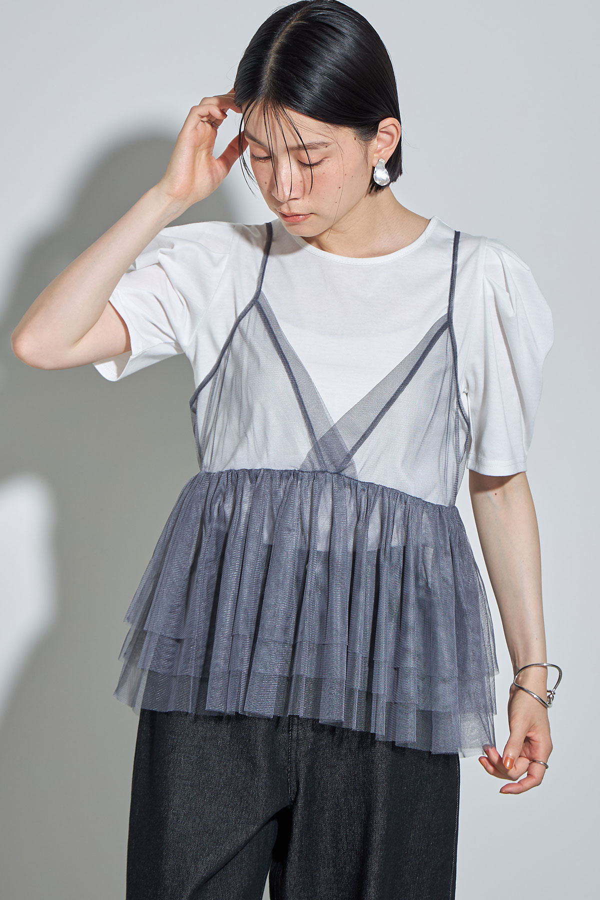 チュールキャミチュニックSET　パワショルTシャツ