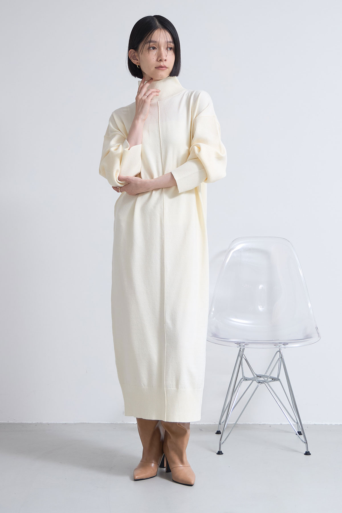【1/1 SALE拡大！】タートルニットワンピース＊SALE品につき返品/交換/注文確定後の変更キャンセル不可＊