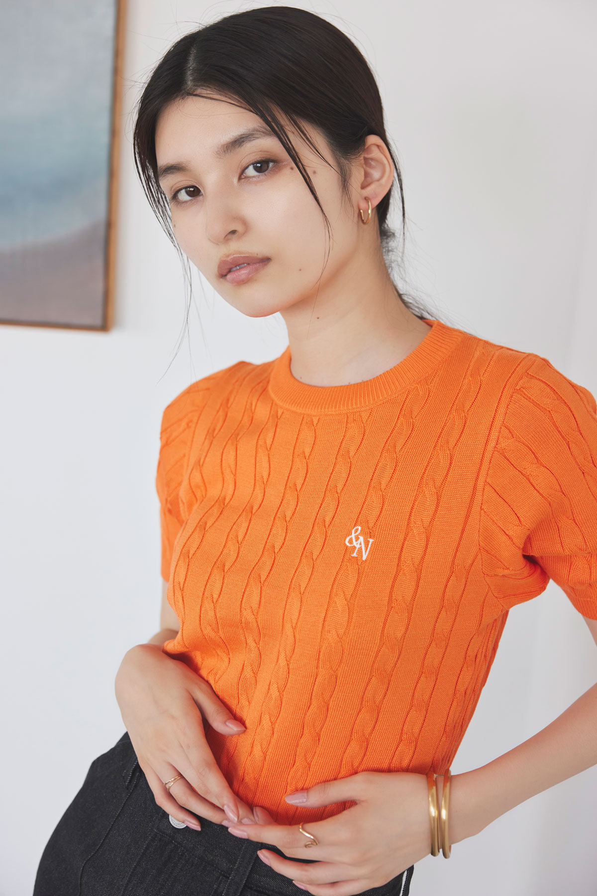 ７月５日再販！ミニケーブルエンブロイダリーニットプルオーバー