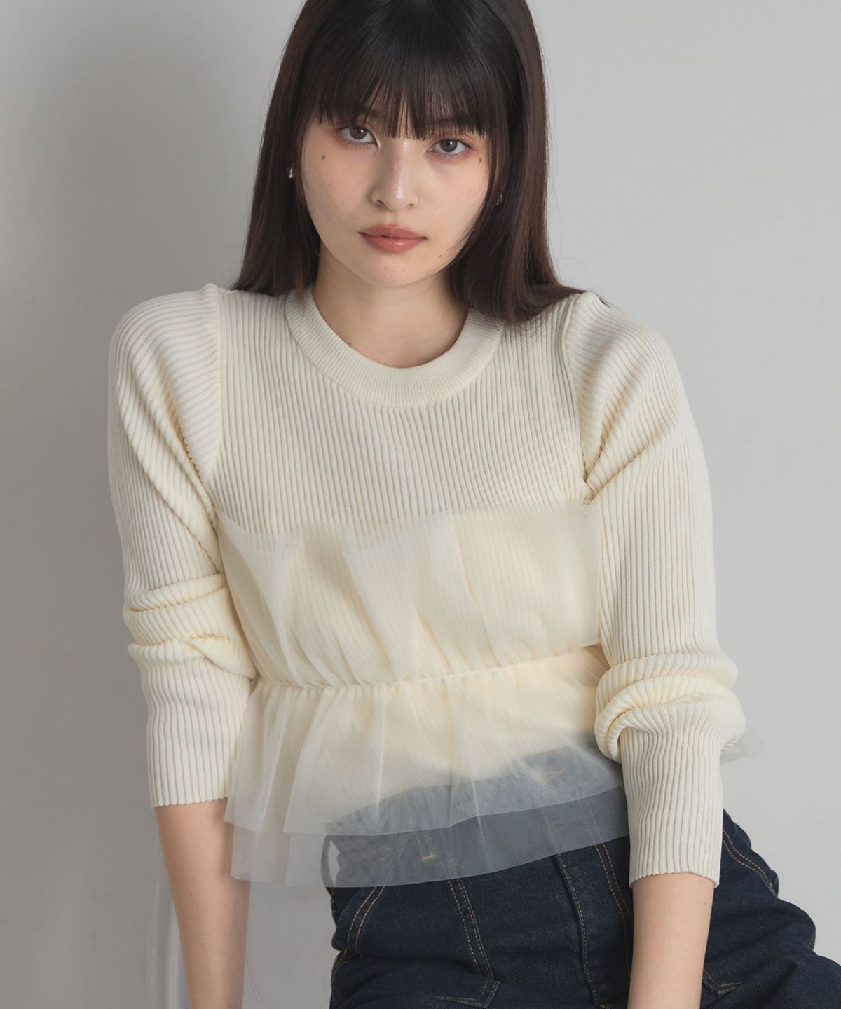 3月1日WEB限定再販！チュールフリルニットプルオーバー