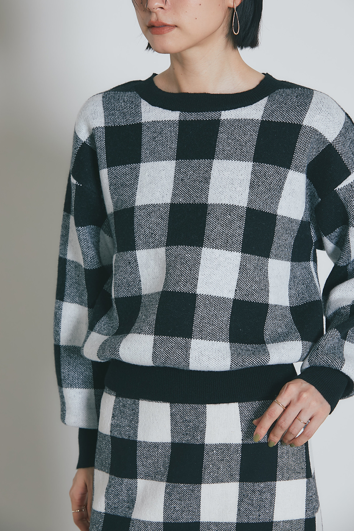 【SALE】ブロックチェックニットプルオーバー＊SALE品につき返品/交換/注文確定後の変更キャンセル不可＊
