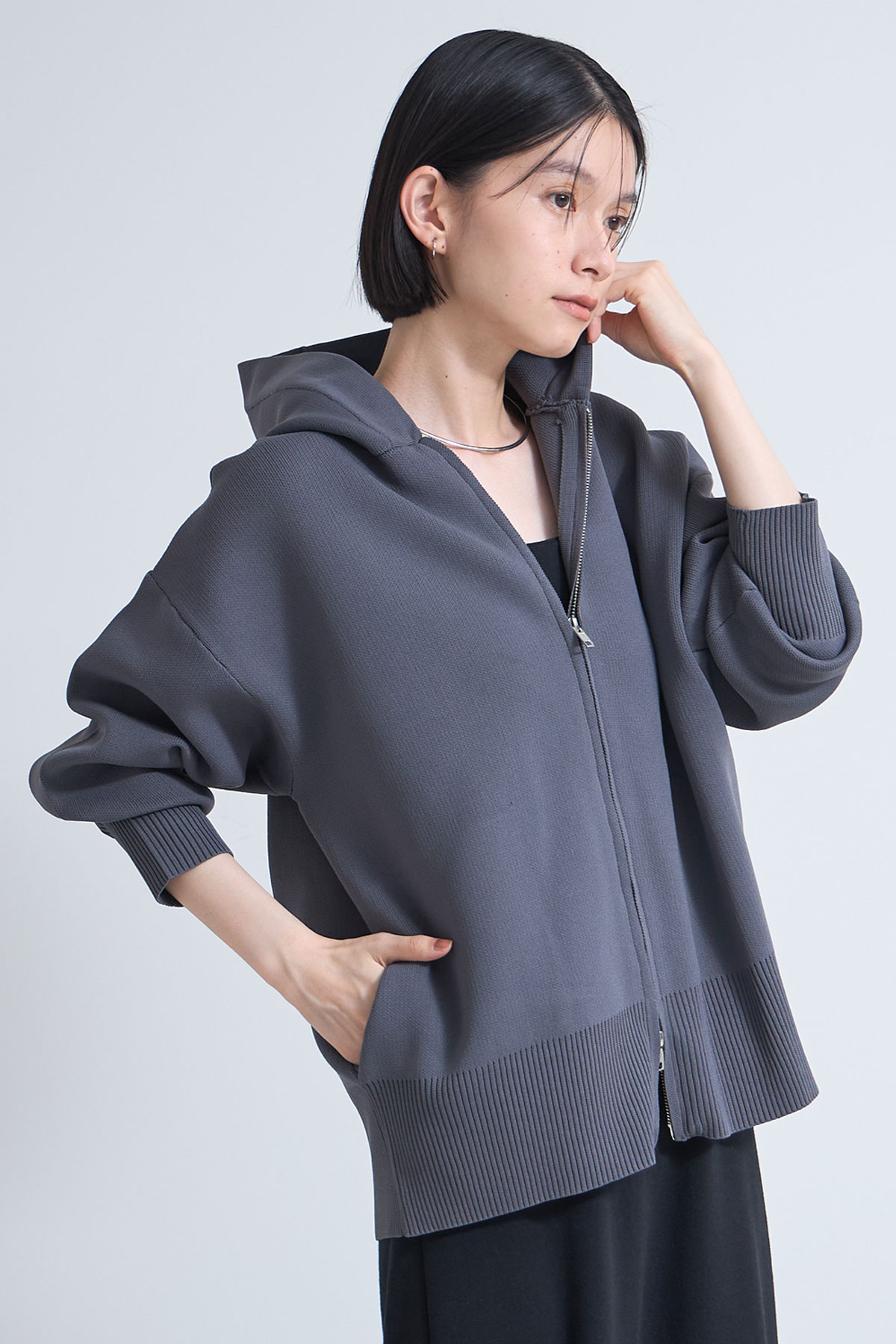 【3/15 SpringSALE】スポンジニットパーカー＊SALE品につき返品/交換/注文確定後の変更キャンセル不可＊