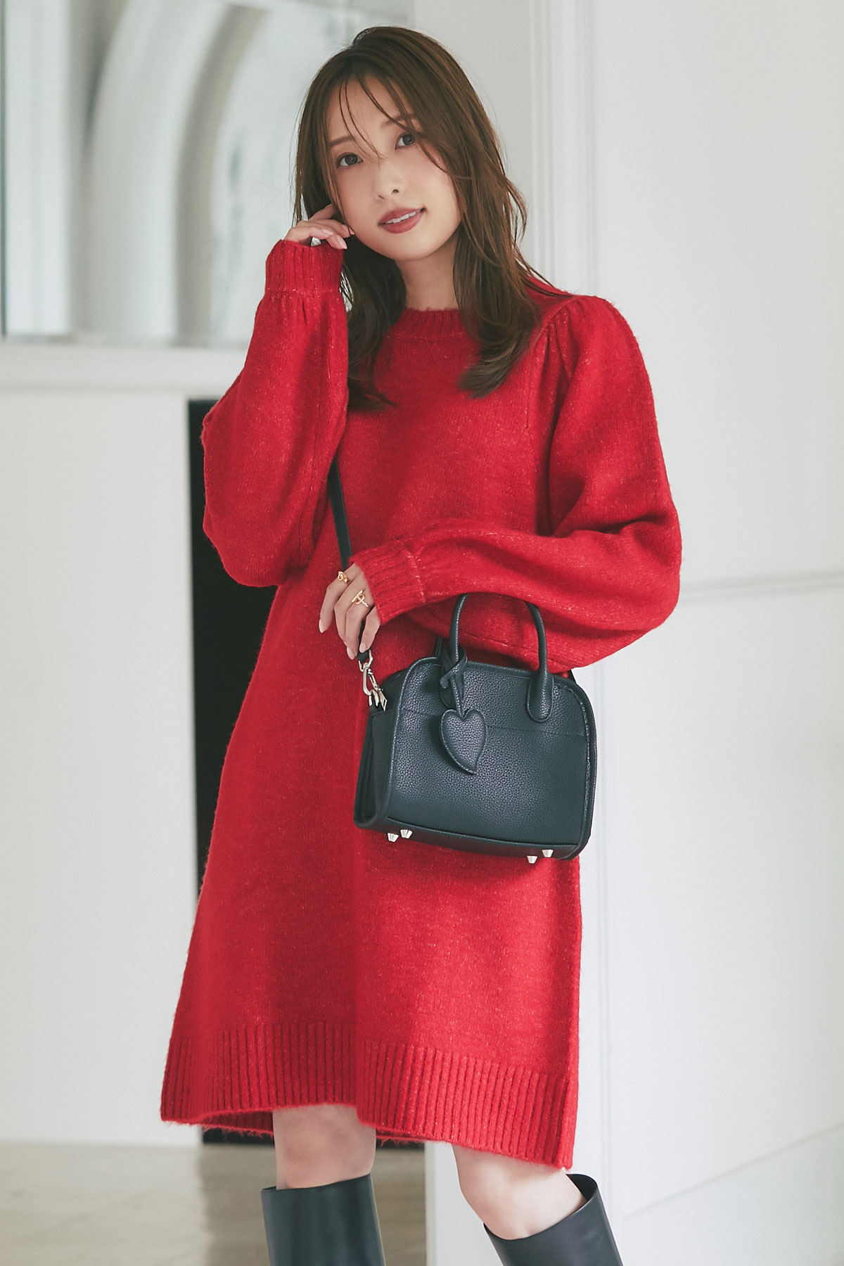 【7/5 SALE再値下げ！】【冨張愛さんコラボ】ハートチャームミニボストンバッグ＊SALE品につき返品/交換/注文確定後の変更キャンセル不可＊