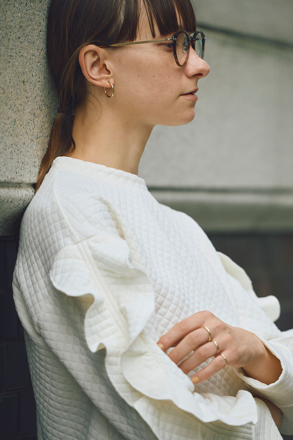 【SALE 拡大！】キルティング袖フリルプルオーバー＊SALE品につき返品/交換/注文確定後の変更キャンセル不可＊