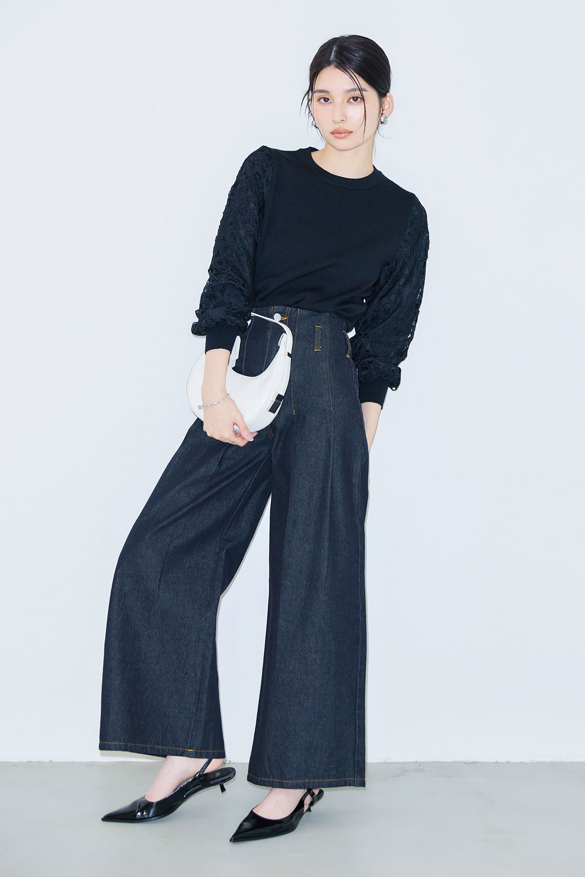 10月14日オフィシャルサイト限定少量再販！ハイウエストタックワイドデニム