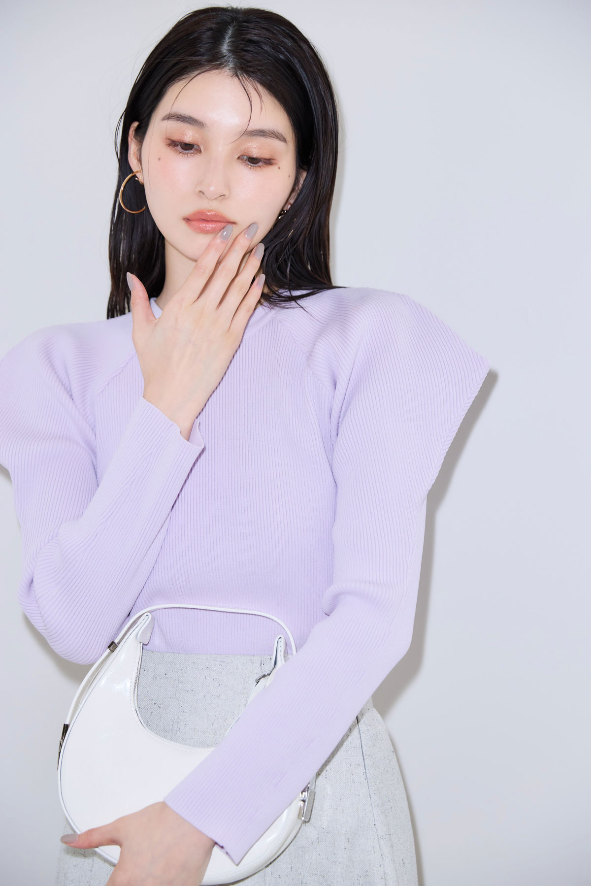 【3/15 SpringSALE】【丸山真菜さん着用】ポイントスリーブニットプルオーバー＊SALE品につき返品/交換/注文確定後の変更キャンセル不可＊