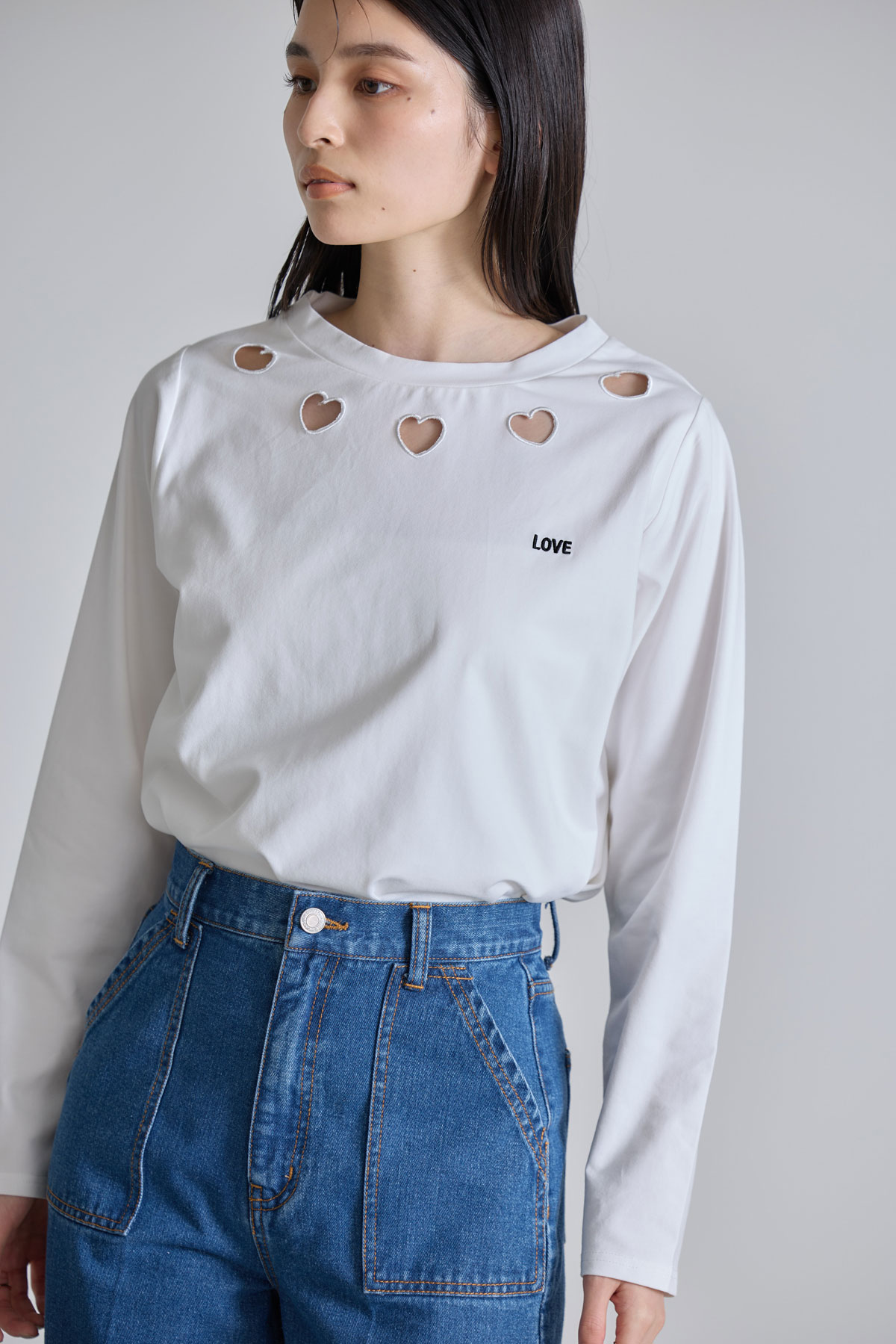 【9/6 SALE再値下げ！】ハートカットロングTシャツ＊SALE品につき返品/交換/注文確定後の変更キャンセル不可＊