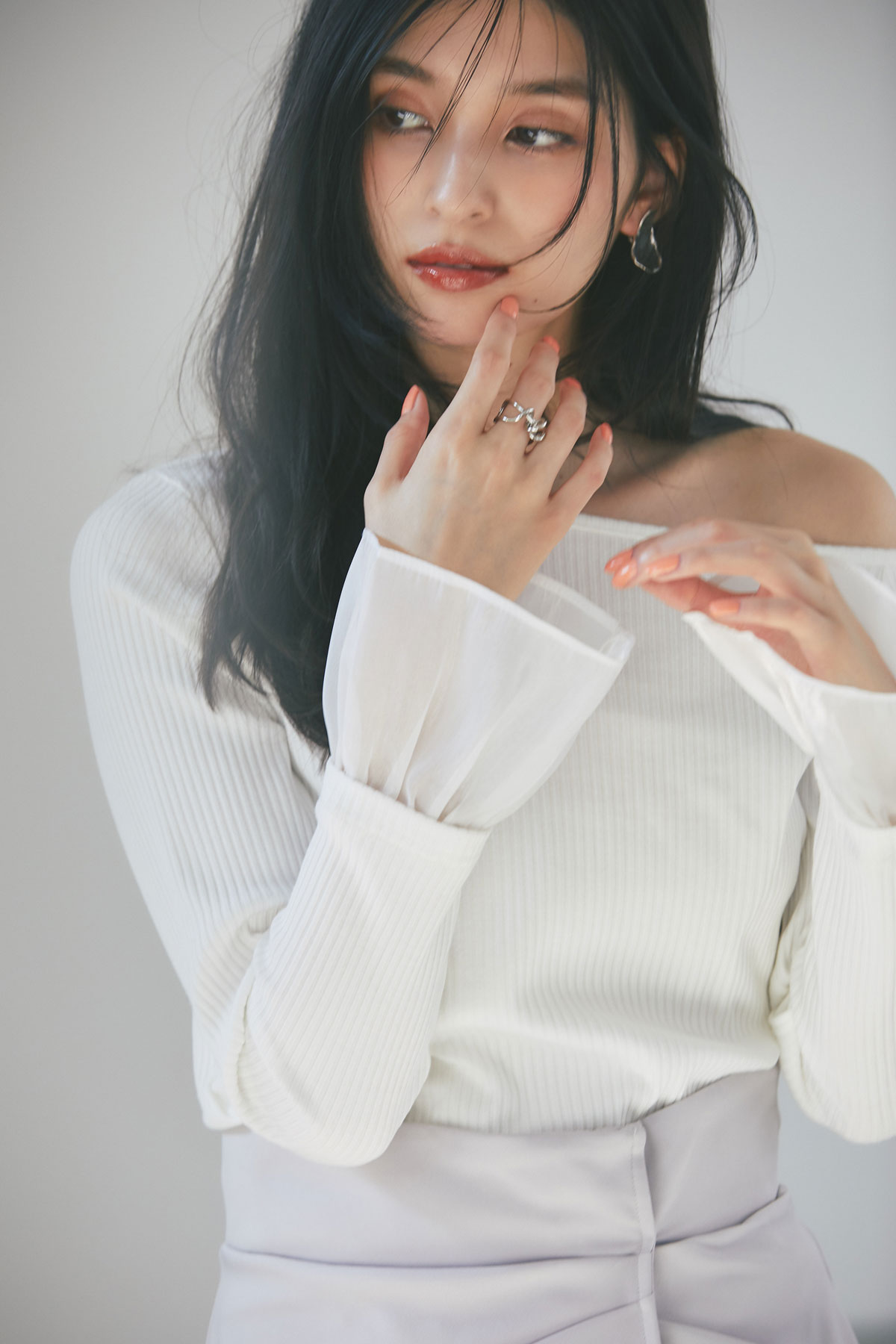 【SALE　キャンセル分少量入荷！】ワンショルダーリブプルオーバー＊SALE品につき返品/交換/注文確定後の変更キャンセル不可＊