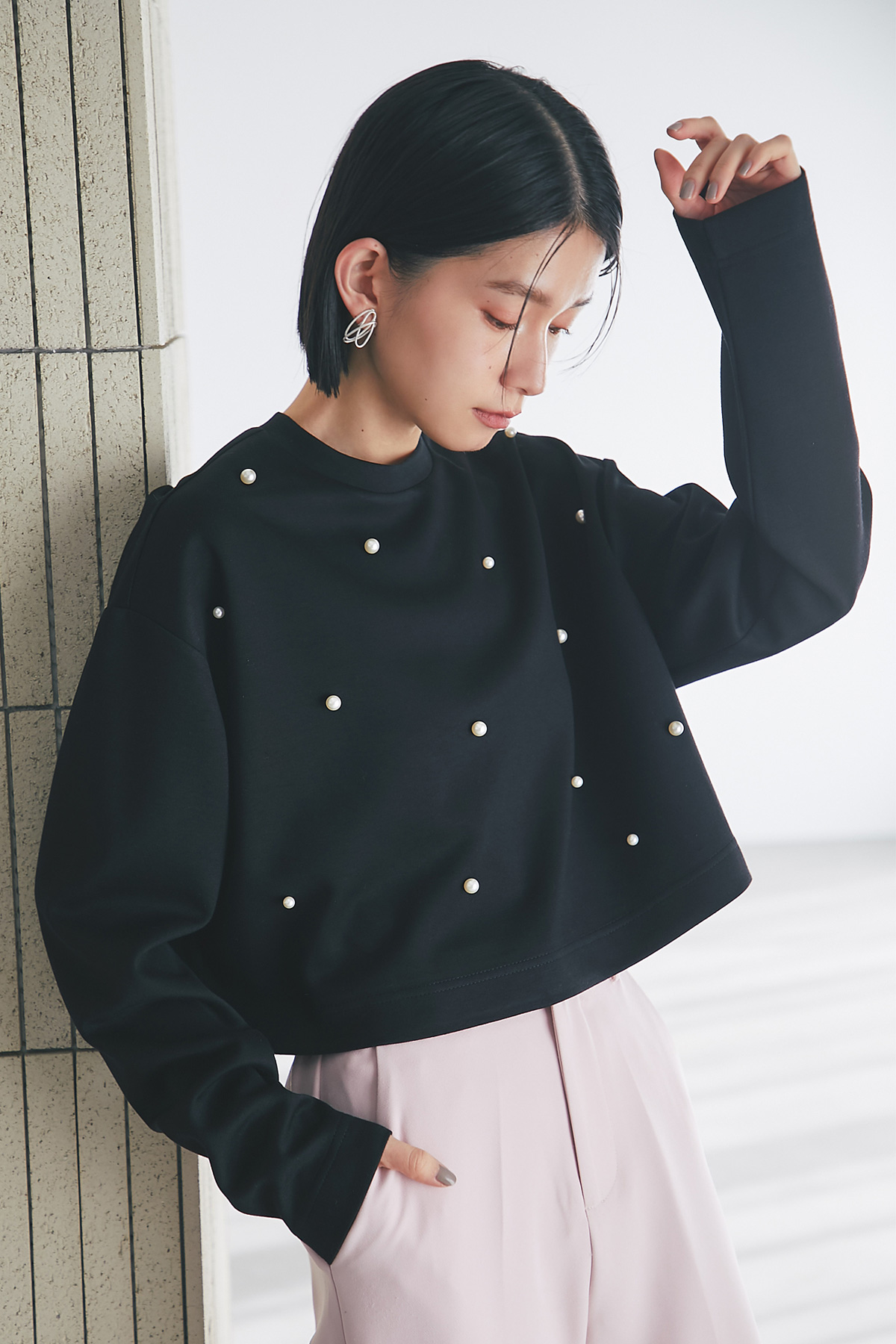 【8/15 SALE再値下げ！】パールクロップドTシャツ＊SALE品につき返品/交換/注文確定後の変更キャンセル不可＊