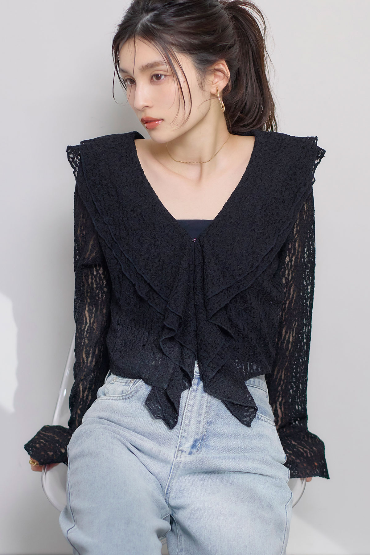 【8/27 0:00 SALE再値下げ！】ニュアンスレースボレロブラウス＊SALE品につき返品/交換/注文確定後の変更キャンセル不可＊