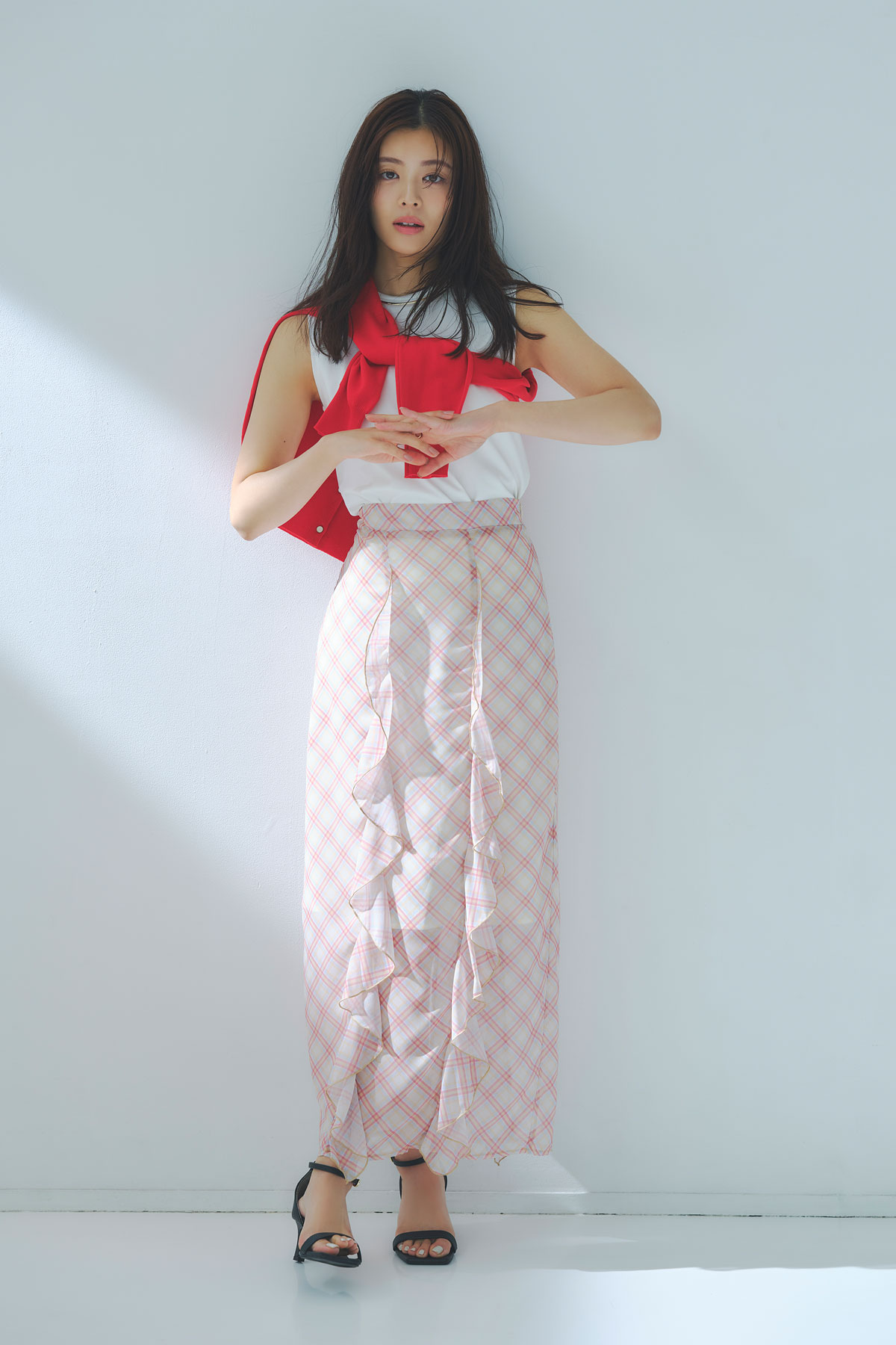 【古畑星夏さん着用】シアーチェックラッフルスカート