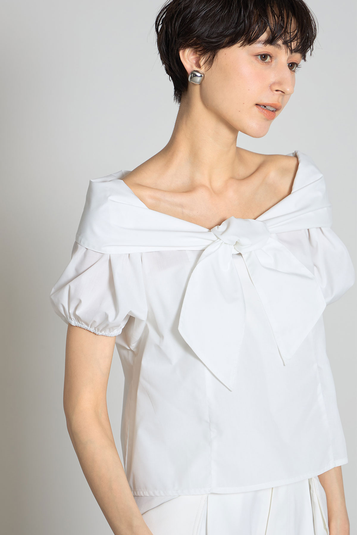 【SPRING SALE】リボンオフショルブラウス＊SALE品につき返品/交換/注文確定後の変更キャンセル不可＊
