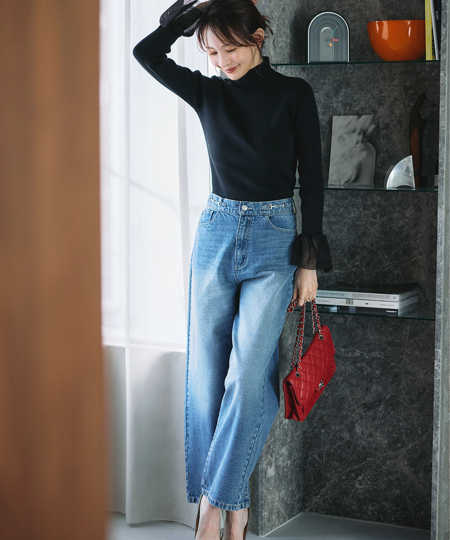 【舞川あいくさん着用】ウエスト金具付きデニムパンツ