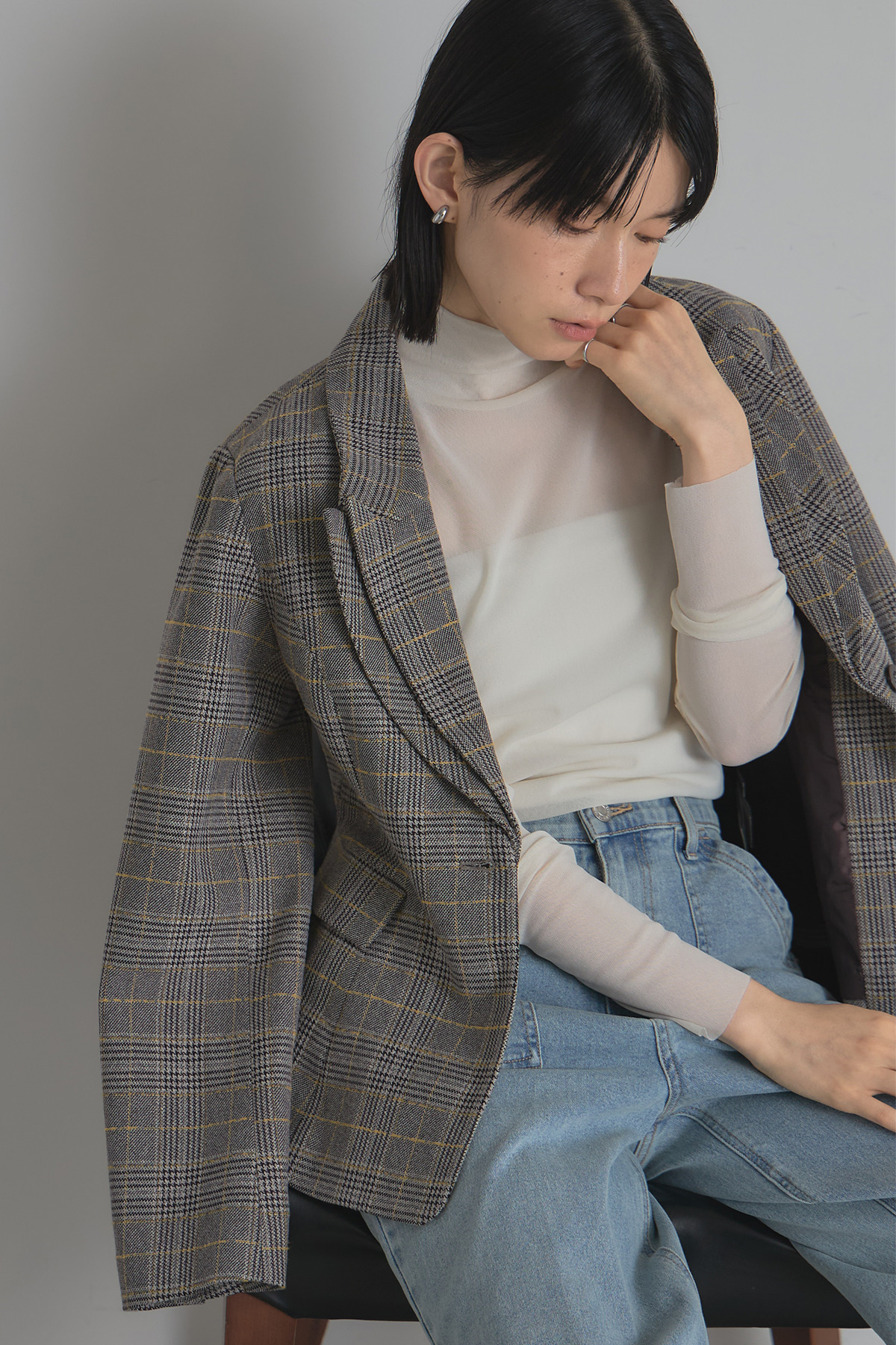 【FINAL SALE】二重衿チェックジャケット＊SALE品につき返品/交換/注文確定後の変更キャンセル不可＊