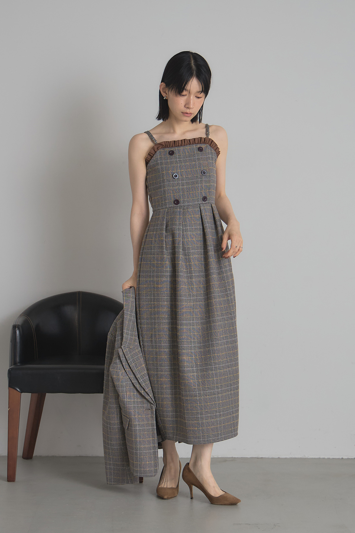 【2026 AUTUMN SALE】チェックベアワンピース＊SALE品につき返品/交換/注文確定後の変更キャンセル不可＊