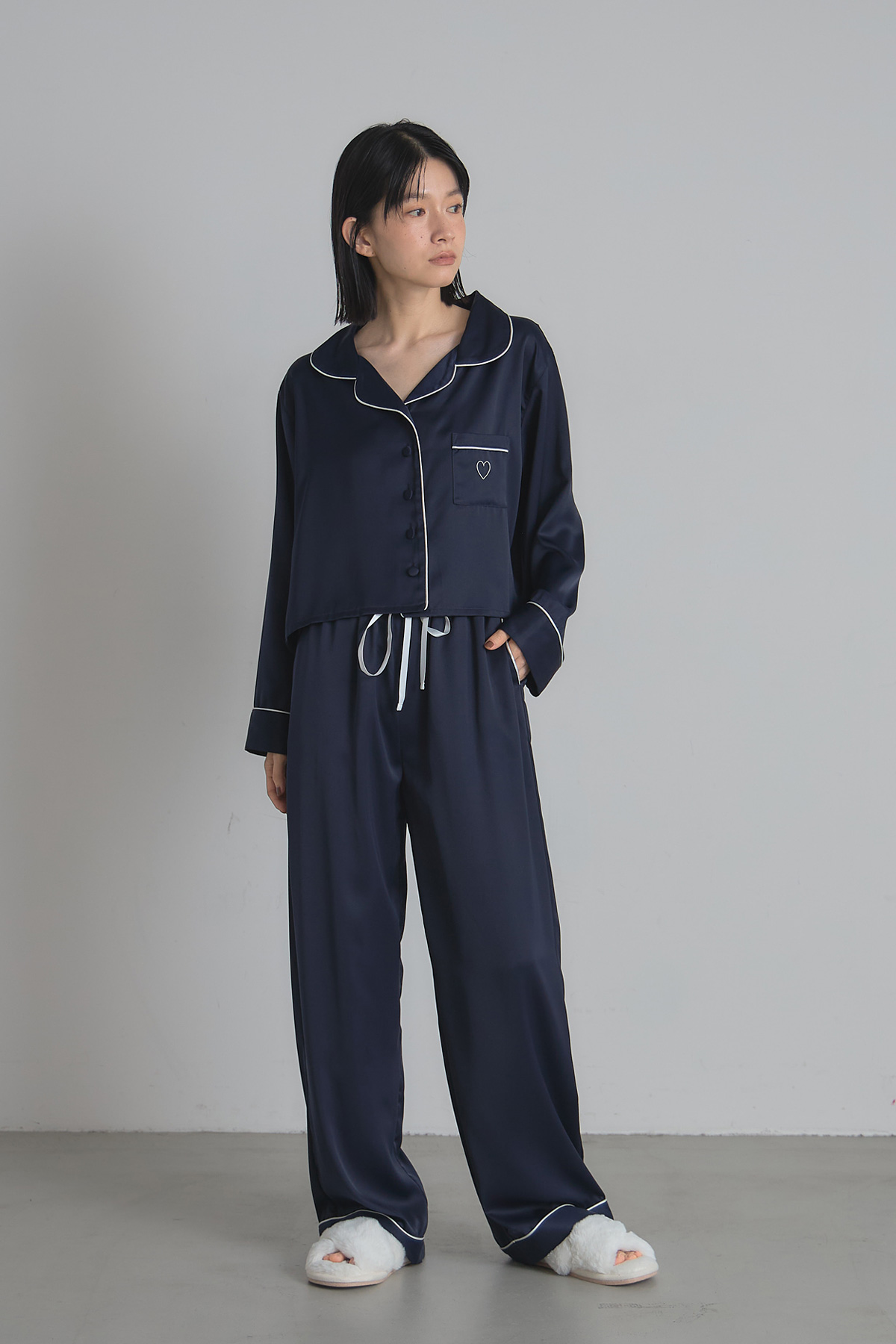 【FINAL SALE】ハート刺繍パジャマ　＊SALE品につき返品/交換/注文確定後の変更キャンセル不可＊
