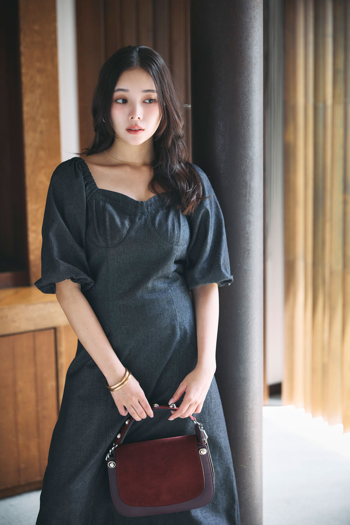 【稲垣莉生さん着用】デニムパフスリーブワンピース