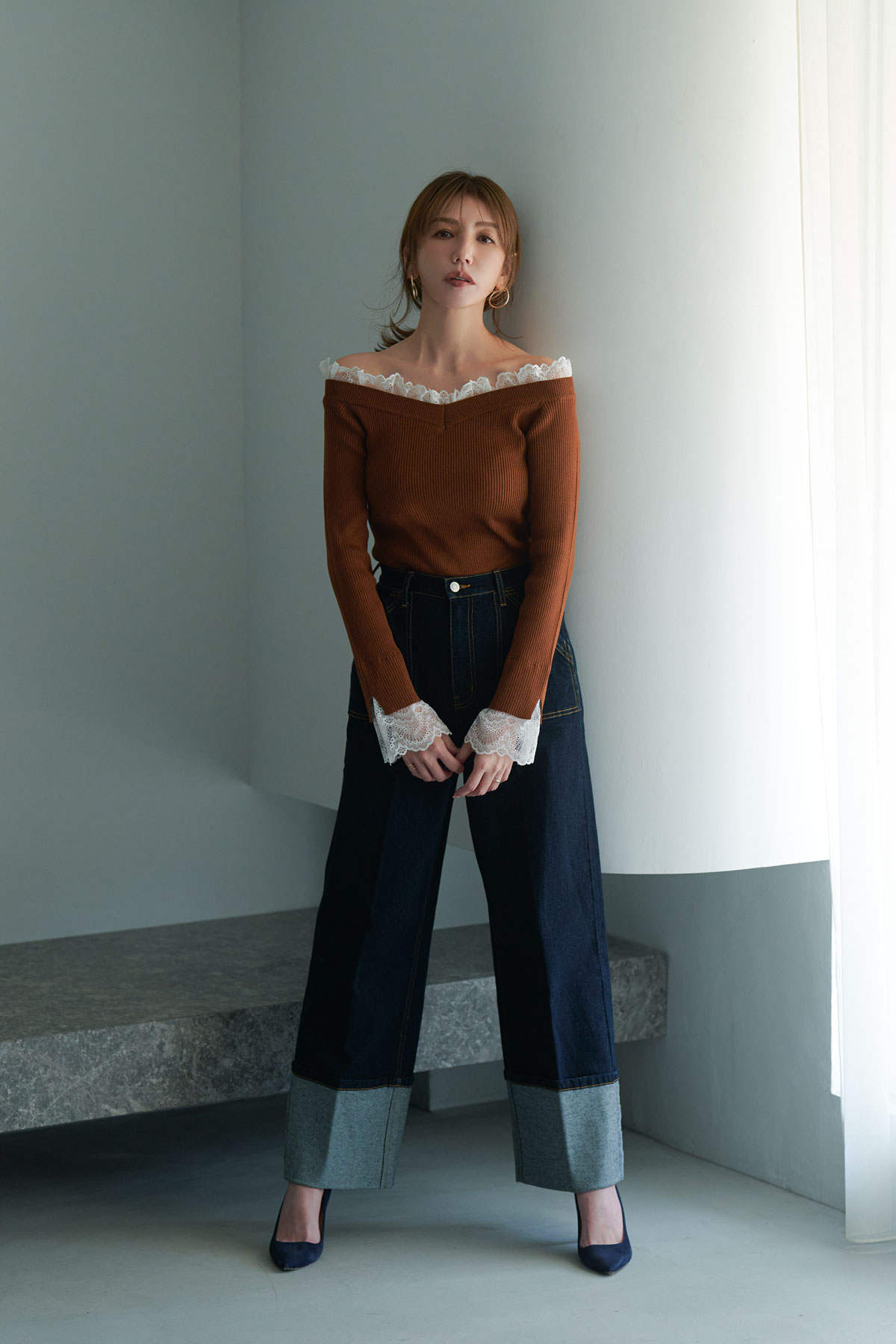 【美香さん着用】【稲垣莉生さん着用】ロールアップデニム