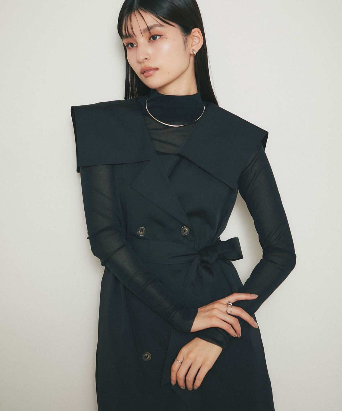 ２WAYビックカラートレンチジレワンピース