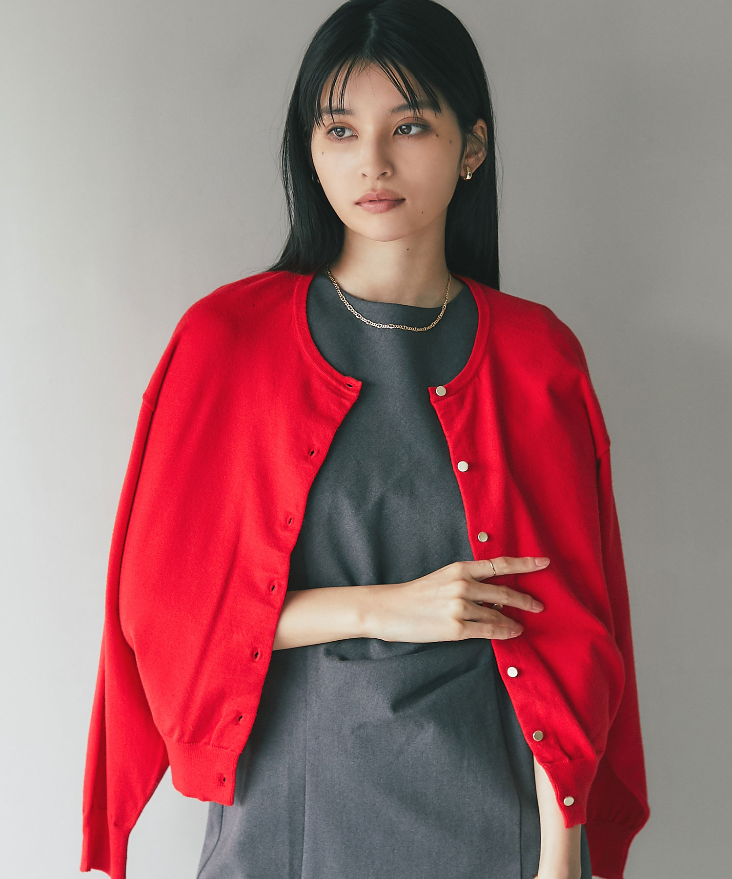 【FINAL SALE】ドロップショルダーベーシックカーディガン＊SALE品につき返品/交換/注文確定後の変更キャンセル不可＊