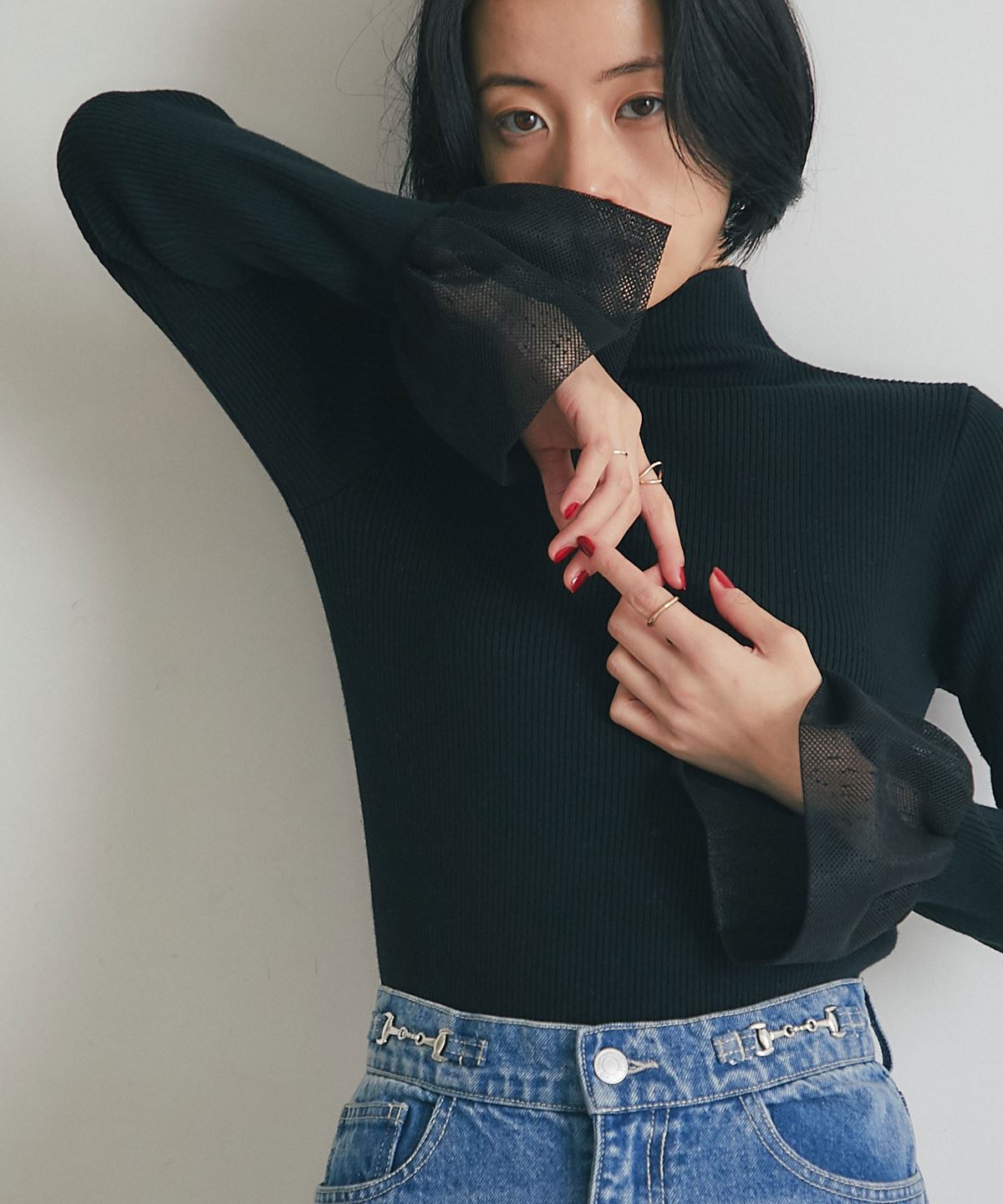 3月3日WEB限定再販！メッシュフレアスリーブニット