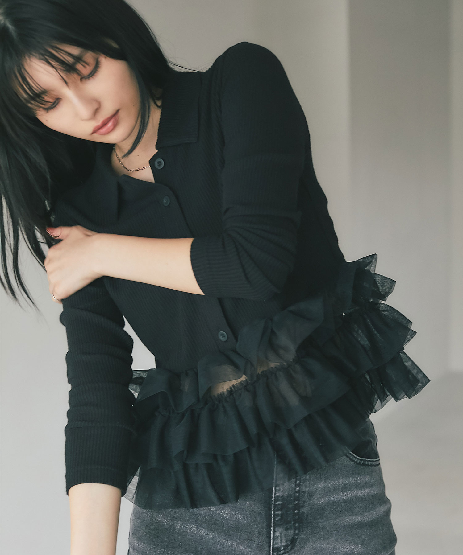 チュールティアードヘムトップス