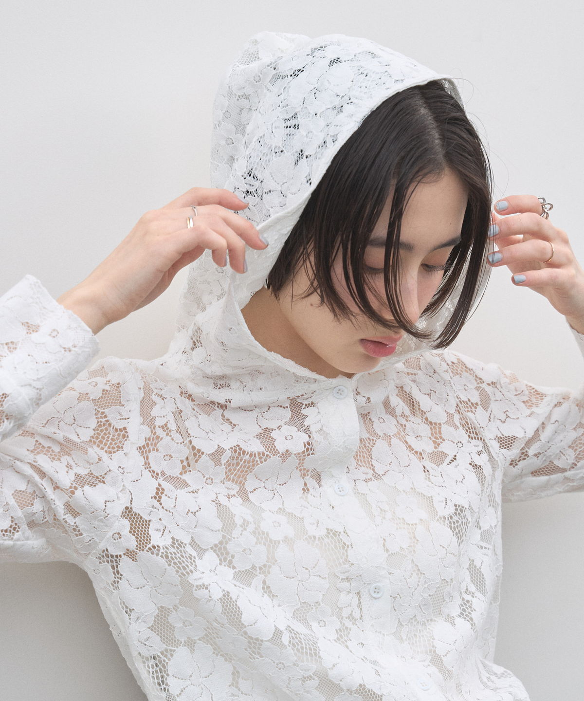 フラワーレースフーディージャケット