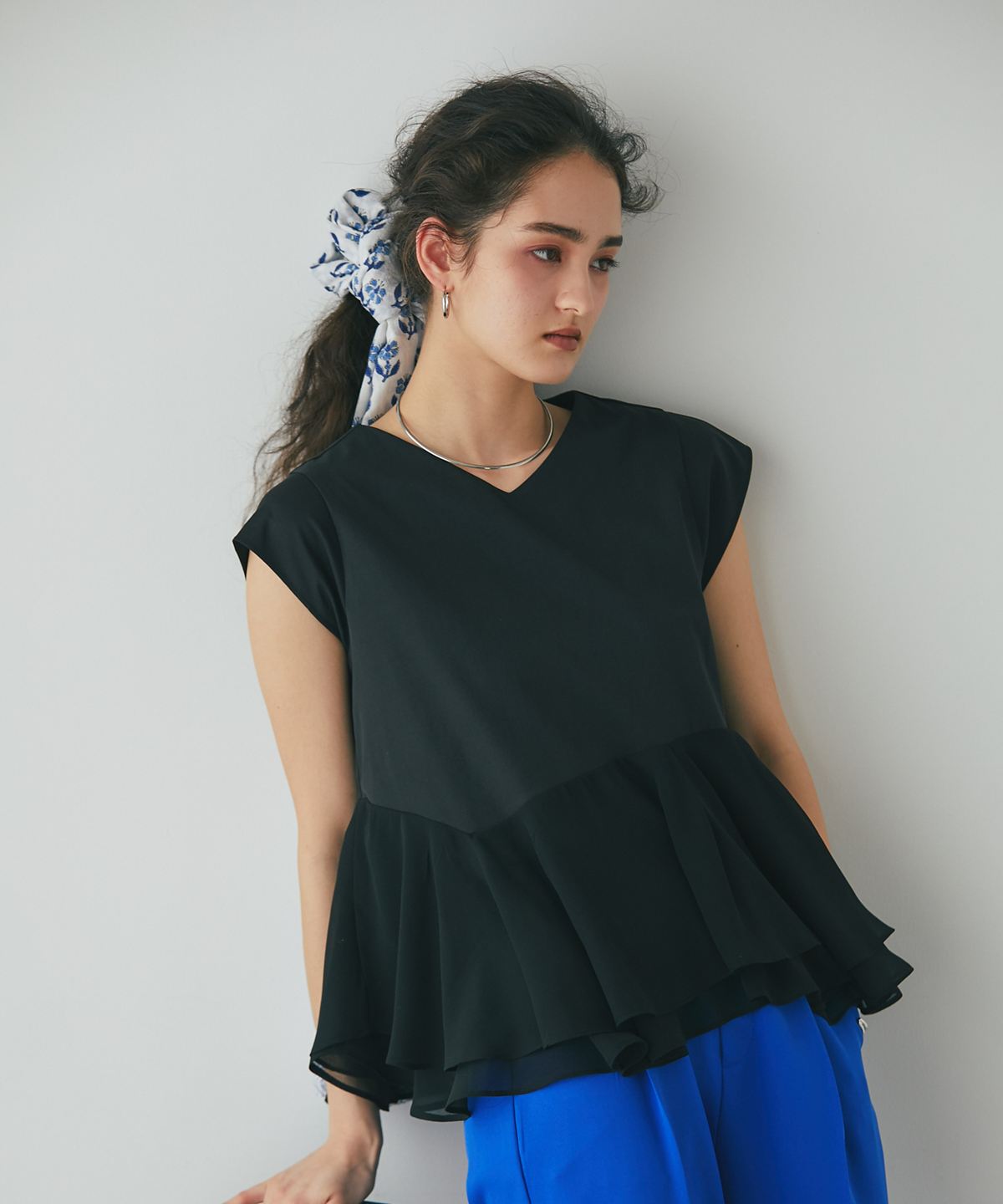 シフォンドッキングフレアブラウス