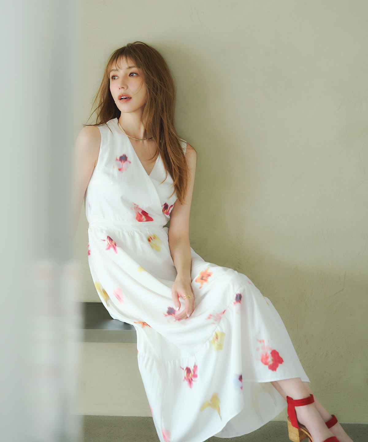 【美香さん着用】ブラードフラワーカシュクールワンピース