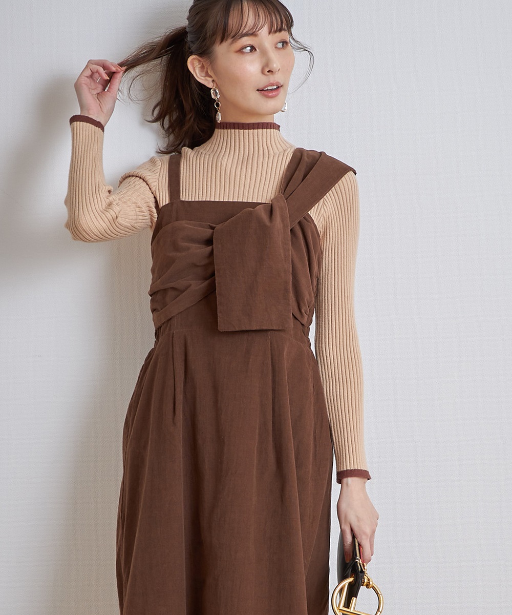 コーデュロイフロントツイストジャンパースカート《一部店舗のみ入荷》
