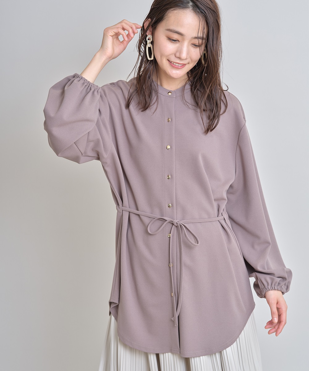 カットジョーゼットロングシャツ